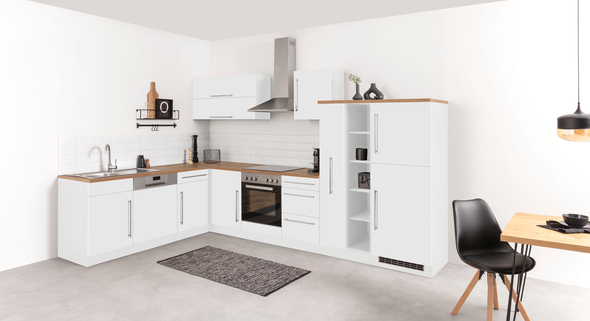 KOCHSTATION Winkelküche »KS-Samos« Stellbreite 340/120 cm, wahlweise mit E-Geräten, mit Arbeitsplatte