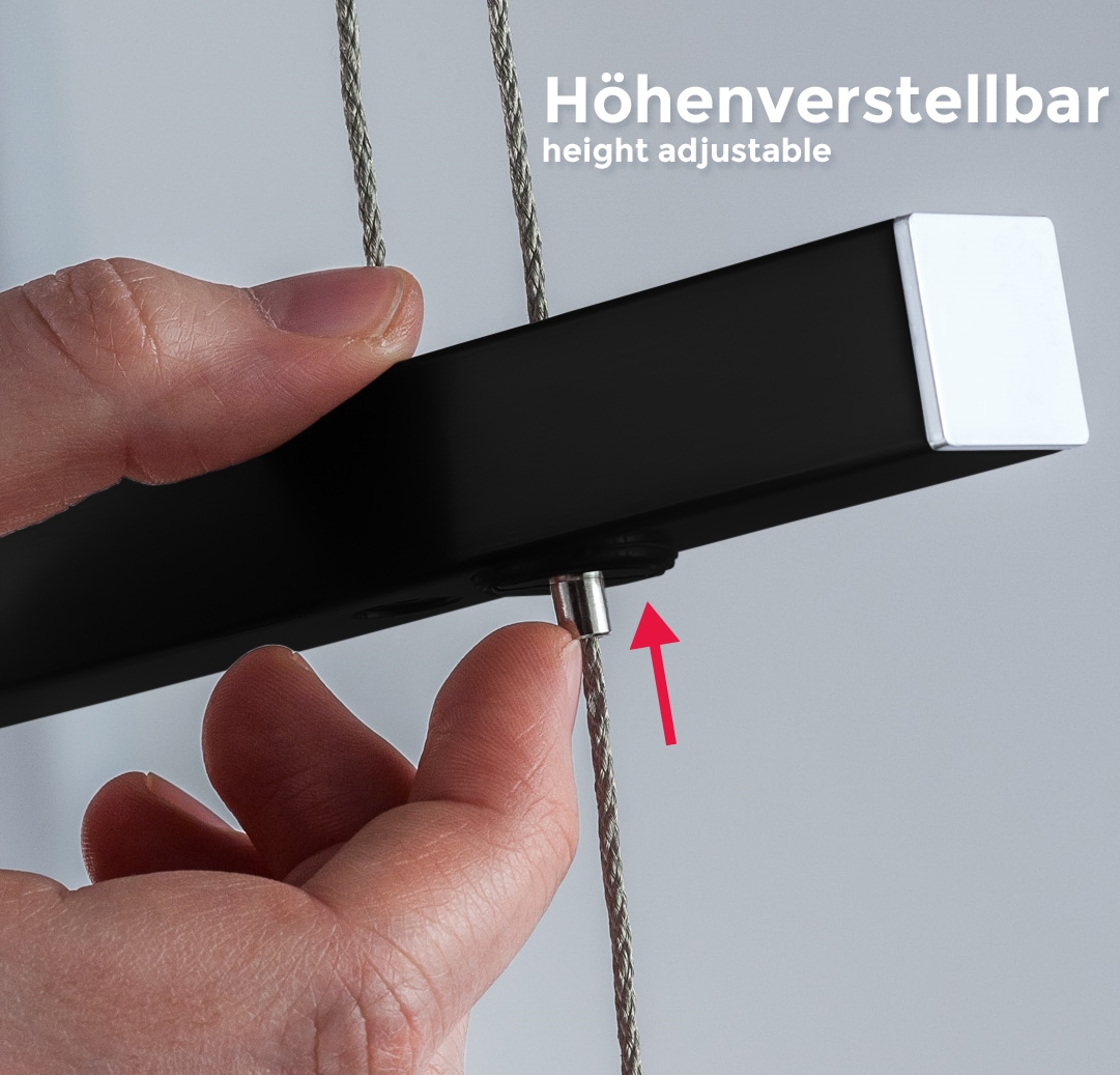 B.K.Licht LED Pendelleuchte »BKL1491 LED Pendellampe, stufenlos höhenverstellbar, dimmbar via Touch« LED-Modul 1 Stk. Warmweiß 3.000K, 1.750Lm, 16W, 85x175 cm, Schwarz