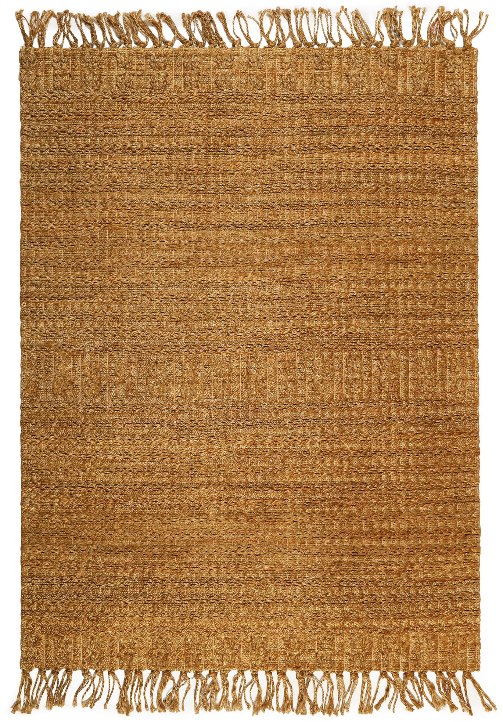 Green Looop Teppich »Marseille«, rechteckig, 5 mm Höhe, handgewebter Juteteppich, 100 % Naturfaser, mit Fransen, Wohnzimmer