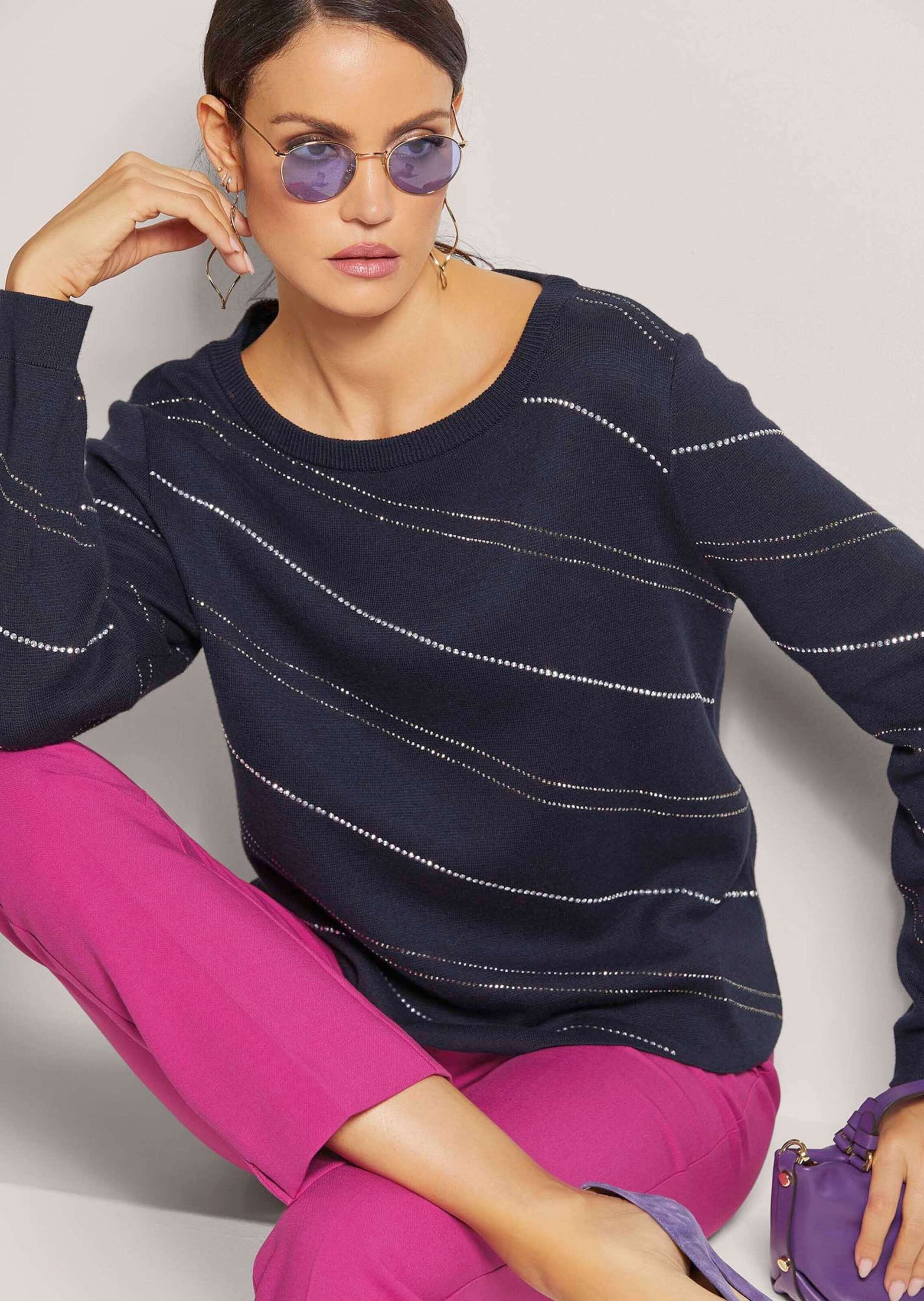 MADELEINE Longpullover »Pullover Langarm Glitzerpullover, Feinstrick«