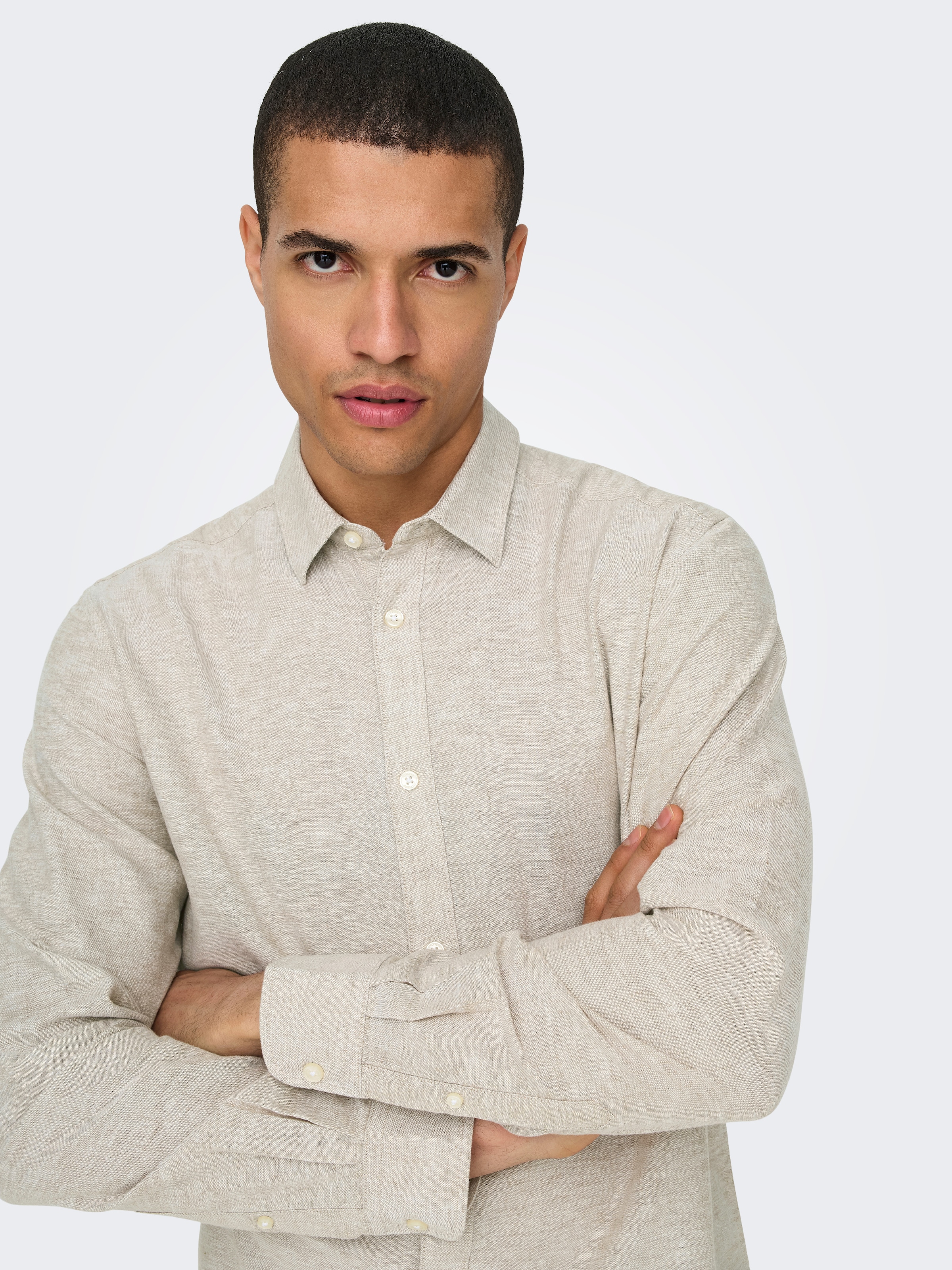 ONLY & SONS Langarmhemd »ONSCAIDEN LS SOLID LINEN SHIRT NOOS«