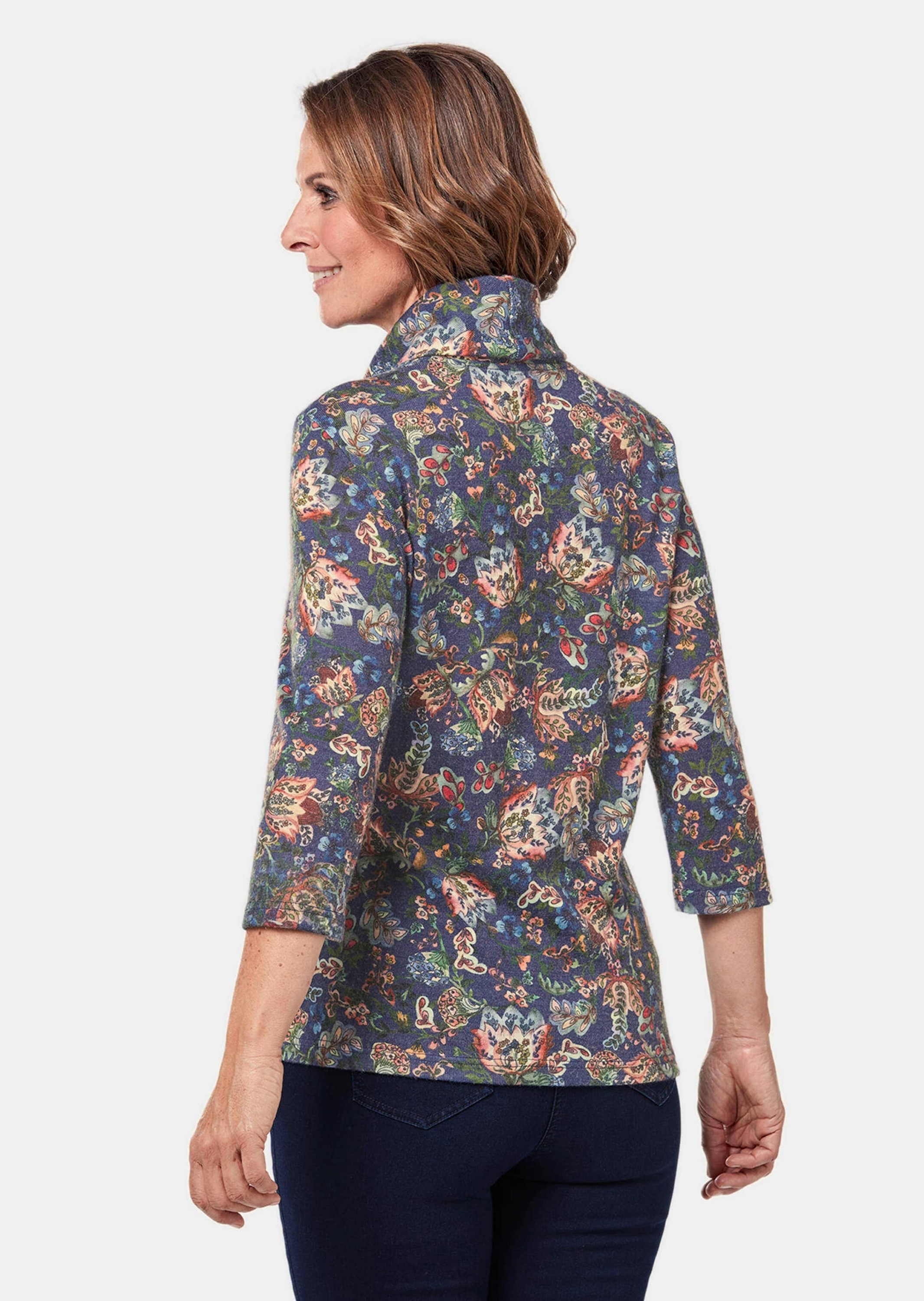 GOLDNER Print-Shirt »Kurzgröße Kurzgröße - Modernes Druckshirt mit angesagtem Rollkragen«