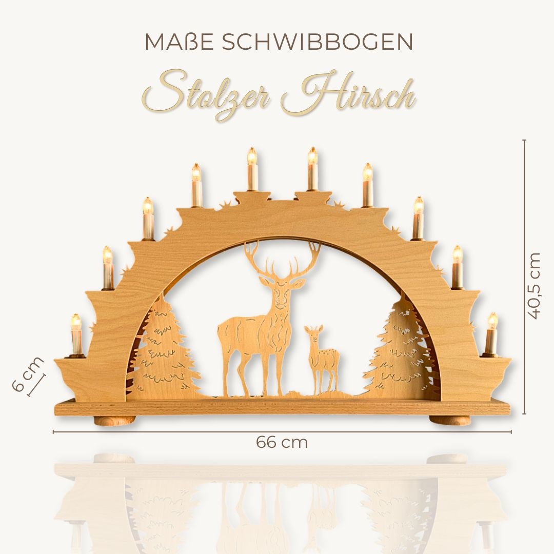 Weigla LED Schwibbogen »Stolzer Hirsch, Lichterbogen aus Holz, NATUR«