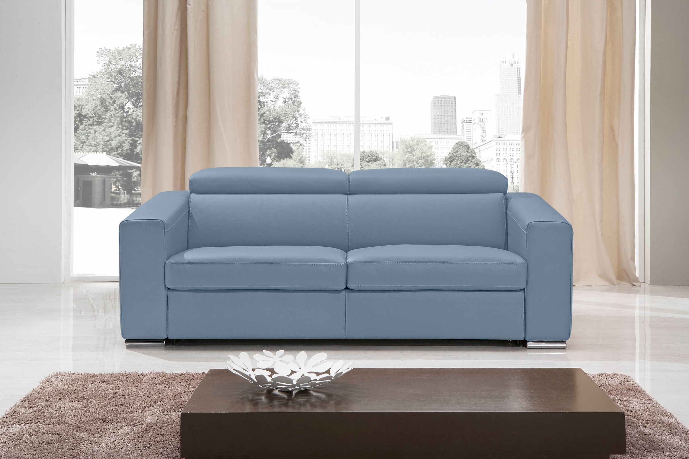 Egoitaliano Schlafsofa »Cabiria, Design und super Sitz- und Liegekomfort«, Sofa inkl. Schlaffunktion, Kopfteile verstellbar, mit Metallfüßen