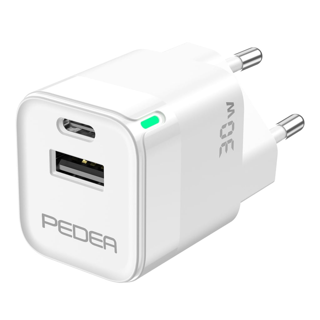 PEDEA USB-Ladegerät »Dual Mini Reiselader 30W USB-C (PD)«, (6 7 A02 A14 A54 S21 S22 S23 + Ultra iPhone 11 12 13 14 15 Pro Max Plus)
