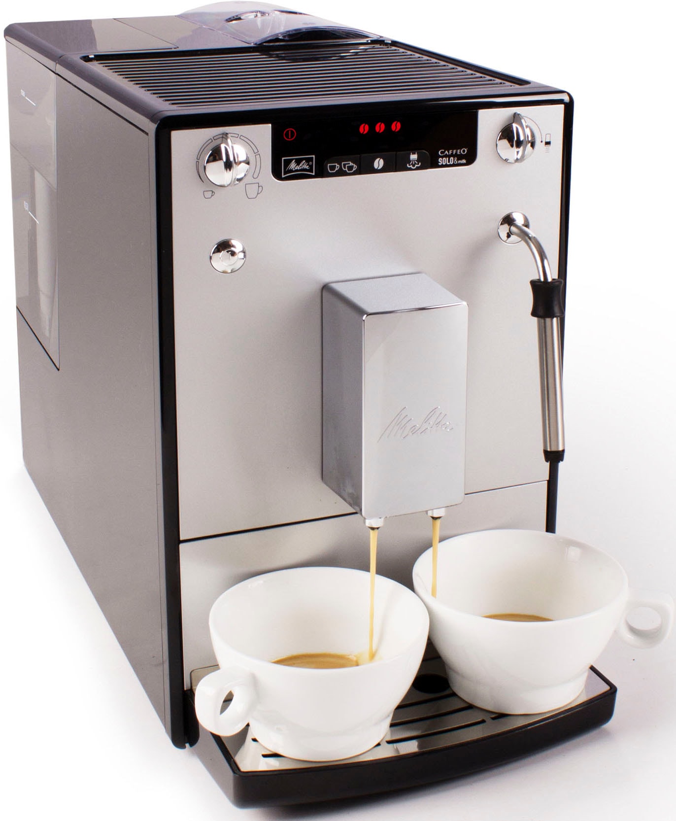 Melitta Kaffeevollautomat »Solo® & Milk Jahren mit Touch, Espresso 3 crème One Café silber/schwarz«, E953-202, & XXL Garantie Milchschaum per Düse für