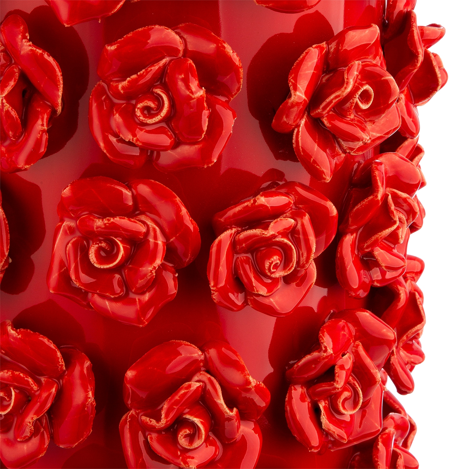GILDE Tischvase »Vase zylindrisch Roses rot H. 30,5 cm«