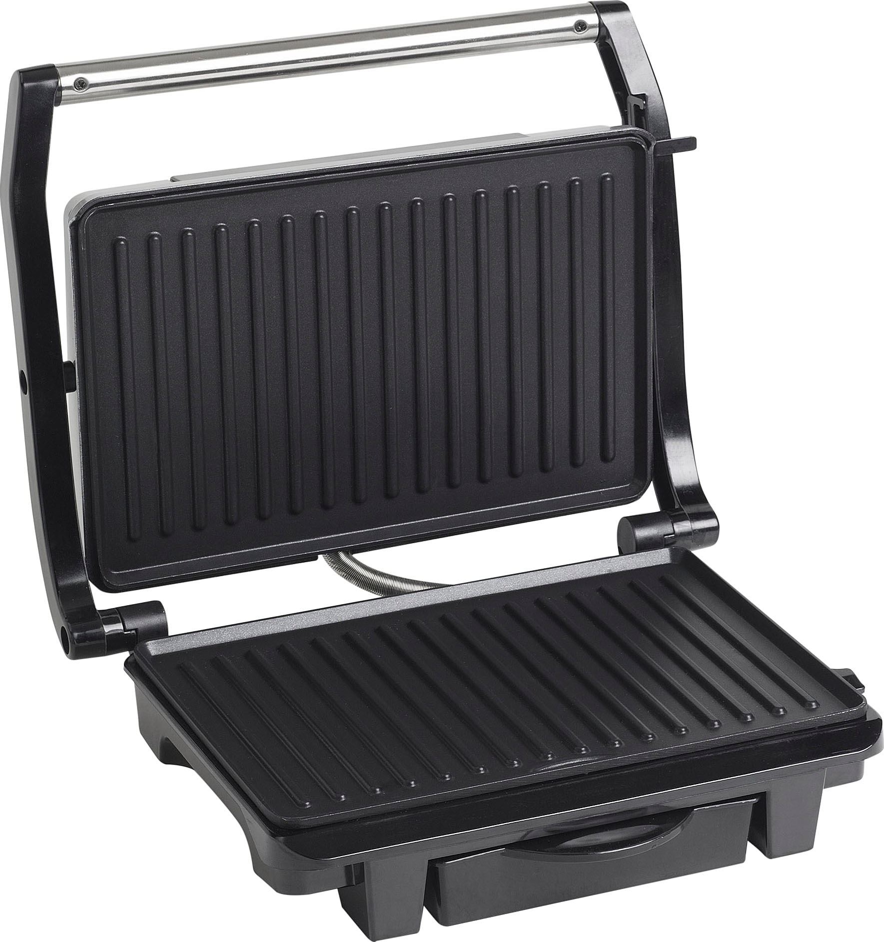 bestron Kontaktgrill »ASW113S Sandwich-/Panini-Kontaktgrill«, 1000 W, antihaftbeschichtet, mit Auffangschale, Schwarz