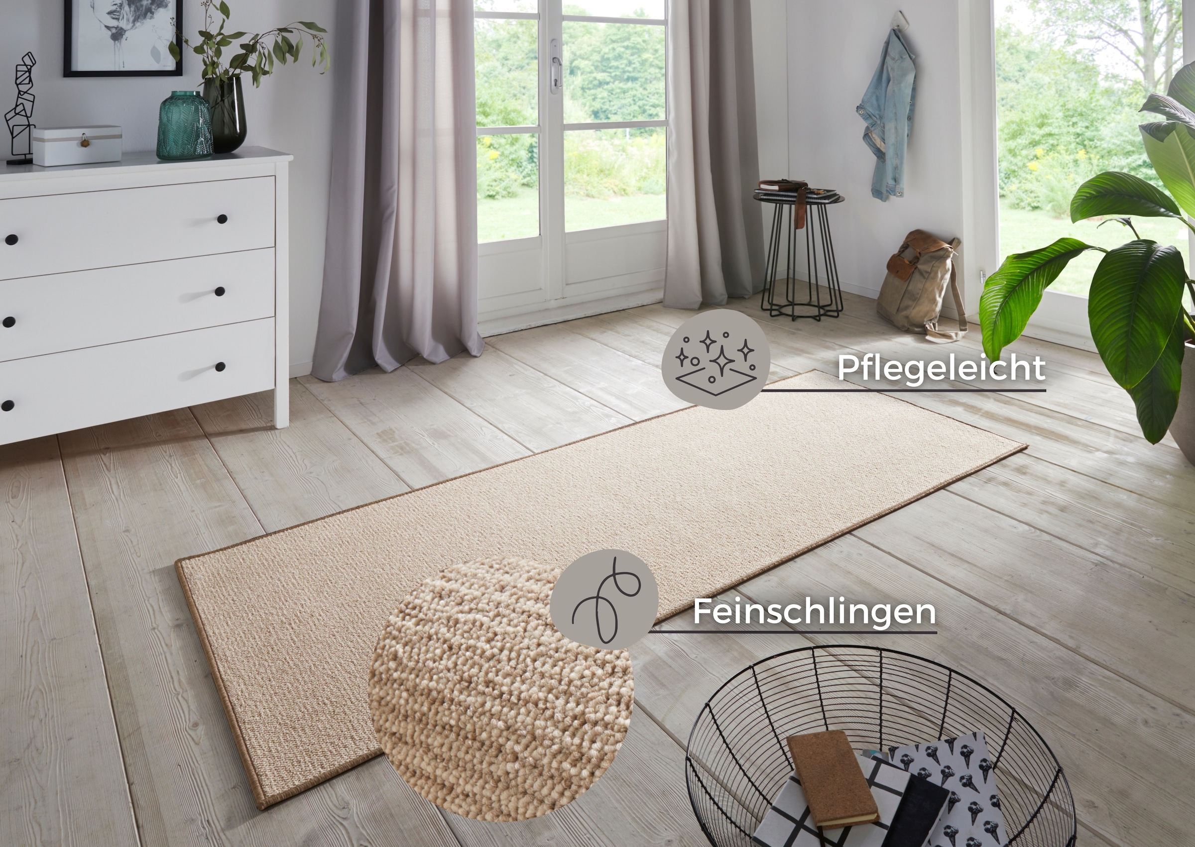 HANSE Home Läufer »Bouclé«, rechteckig, 5 mm Höhe, Rutschfest, Sisal Optik, Teppichläufer, Teppich, Küche, Flur, Schlicht