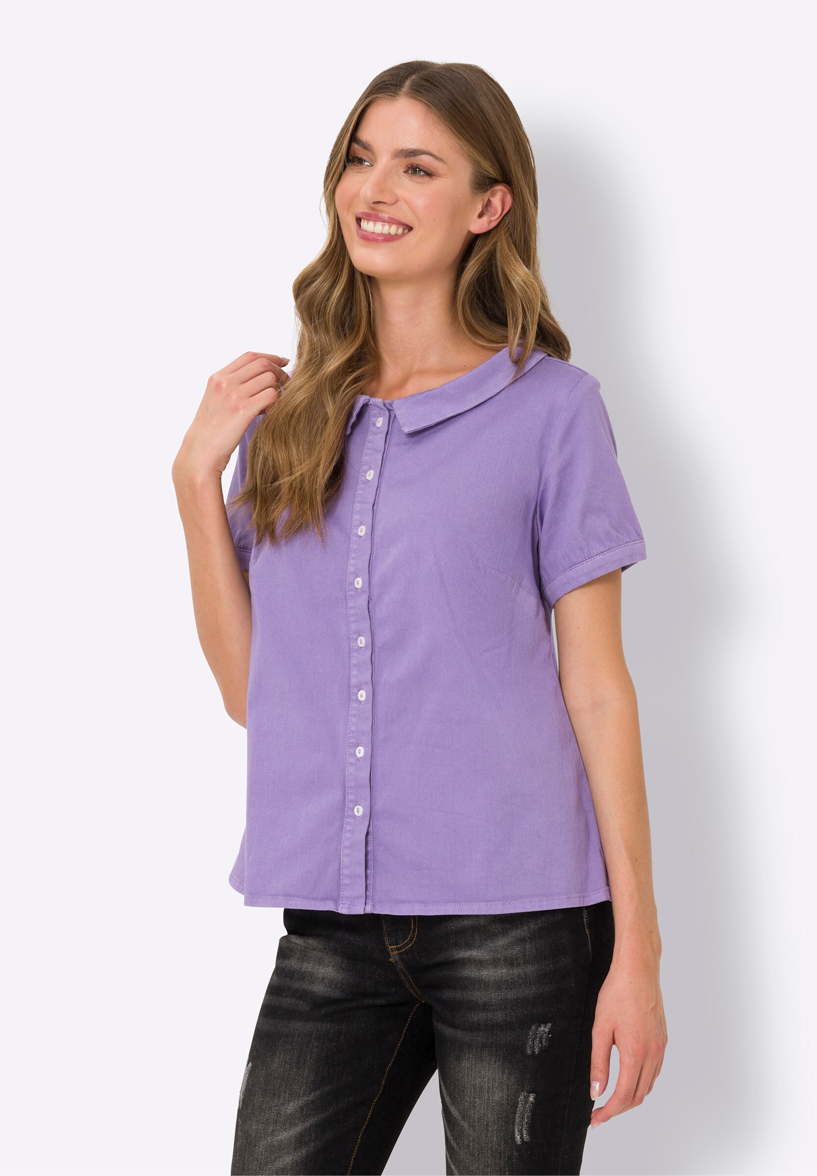 heine Klassische Bluse »Bluse Jeansbluse mit Bubikragen«