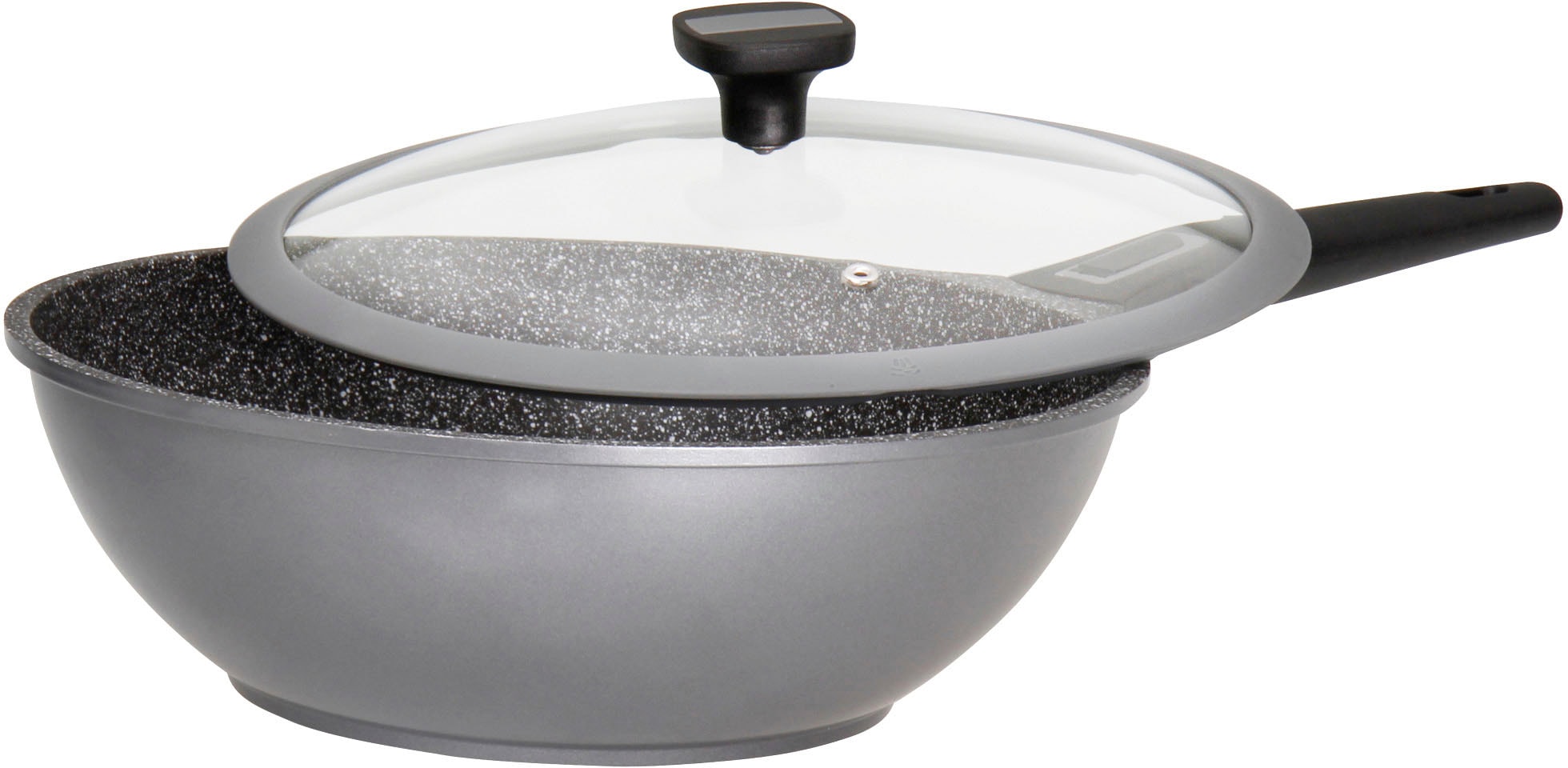 STONELINE Wok »Imagination PLUS«, Aluminiumguss, einzigartige Steinpartikel-Beschichtung, Ø 30 cm, Induktion