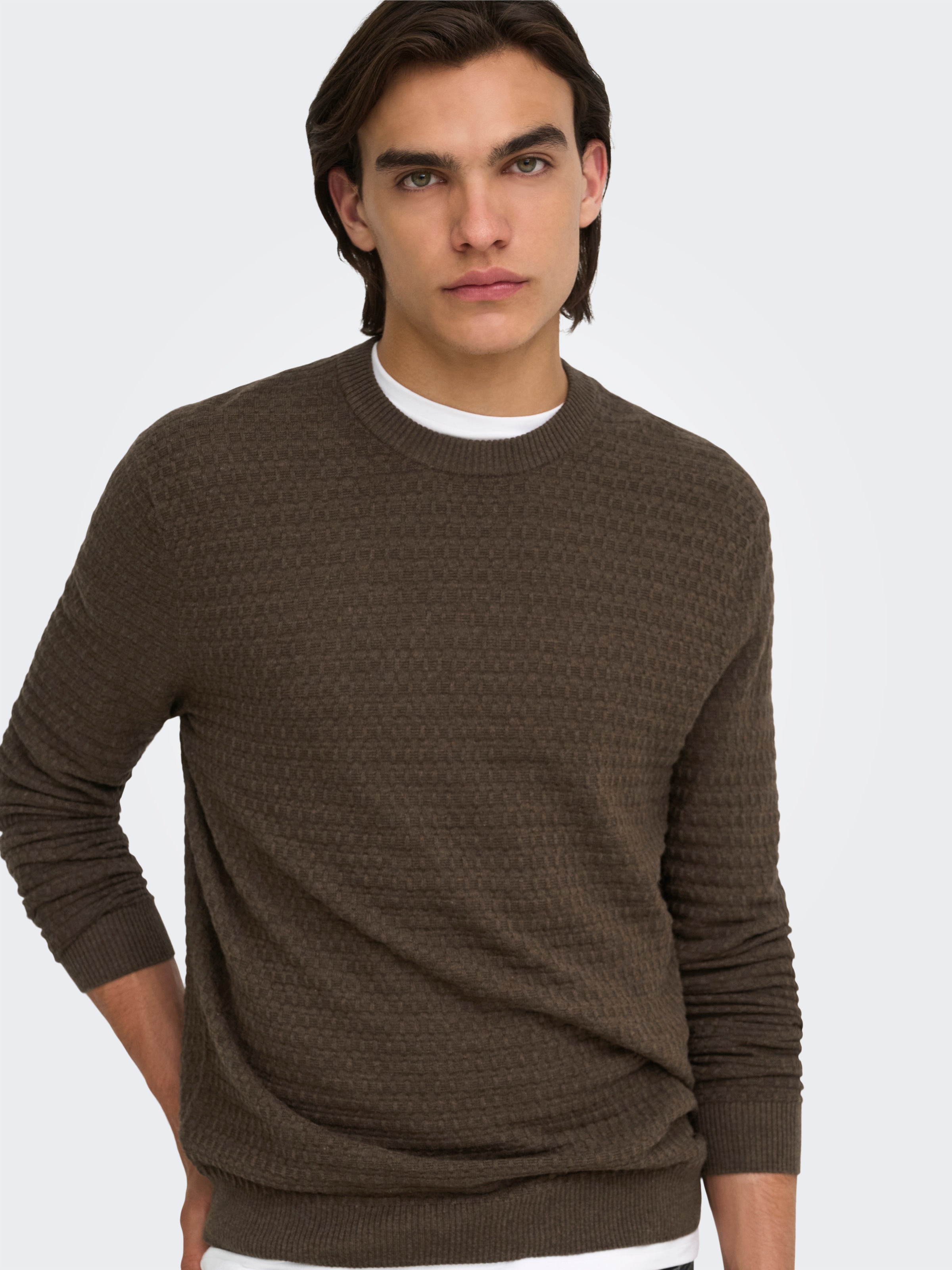 ONLY & SONS Rundhalspullover »ONSLOUI LS STRUCTURE CREW REG NOOS« Baumwollmischung, regular fit