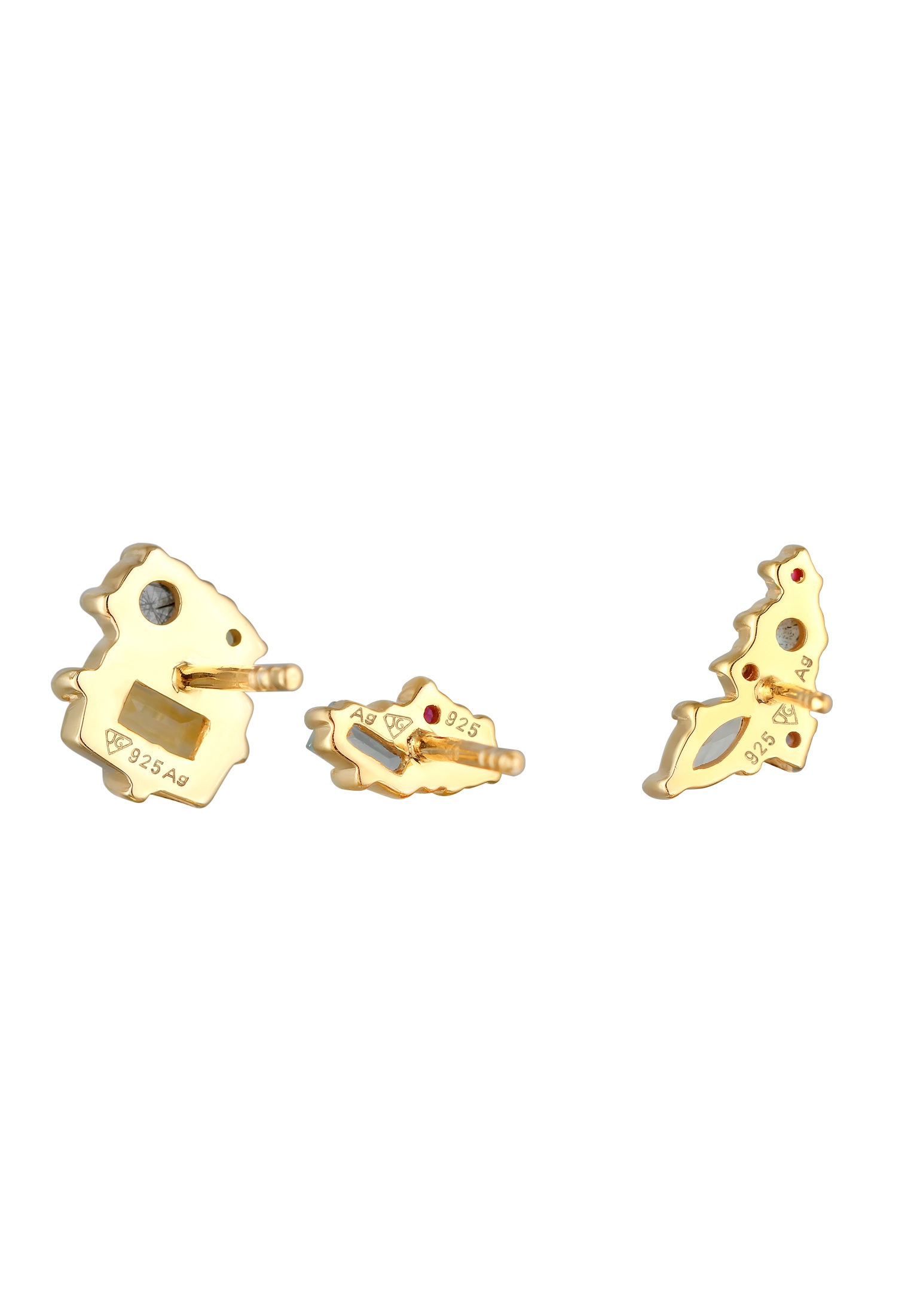 Elli Premium Paar Ohrstecker »Ohrringe Set Labradorite Topas Edelstein Mix 925 Silber«