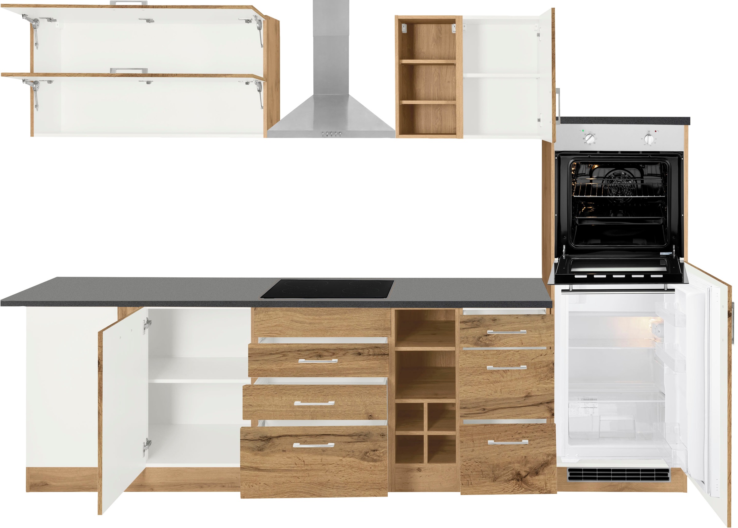 KOCHSTATION Winkelküche »KS-Colmar« mit E-Geräten, Stellbreite 210/300 cm