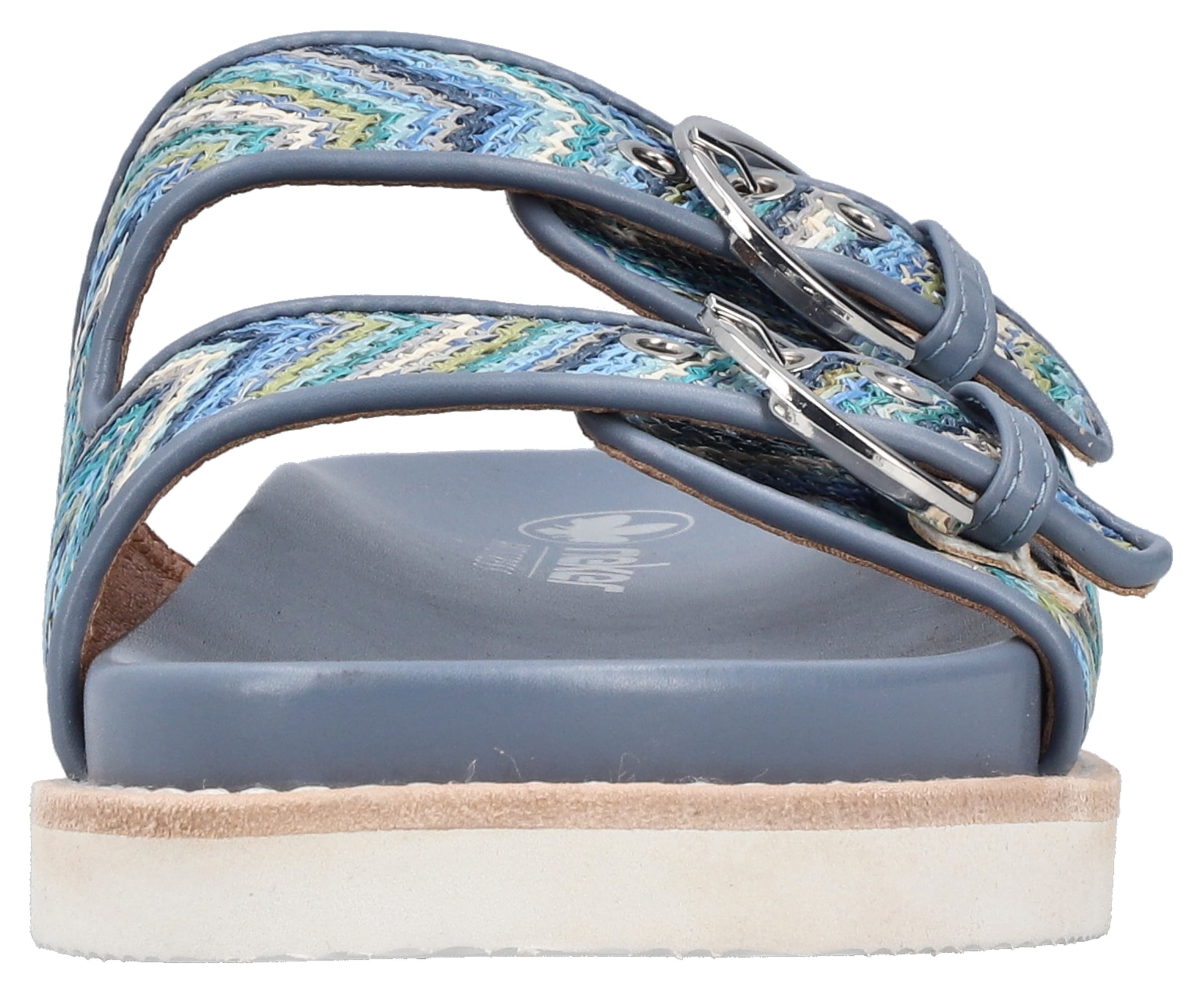 Rieker Pantolette, Sommerschuh, Strandschuh, Urlaubsschuh, Schlappen in Flecht-Optik