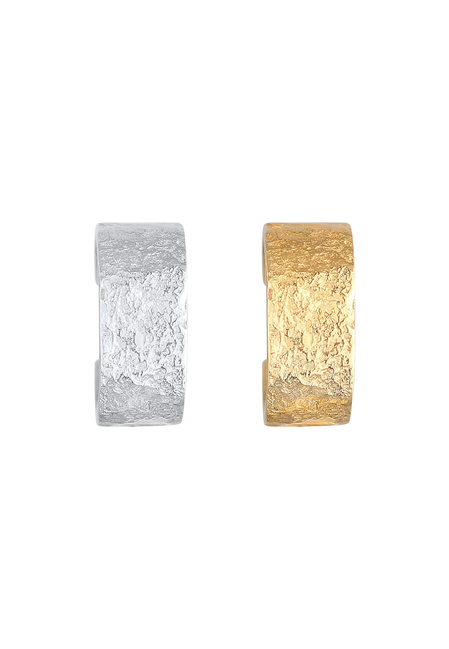 Elli Schmuckset »Ohrringe Earcuff Set Breit Basic Strukturiert 925 Silber Bicolor«