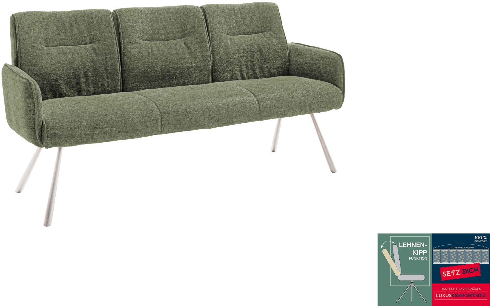 MCA furniture Sitzbank »Delane« 1 Stk. tlg. Taschenfederkern, Lehnenkippfunktion, Armlehnen, beweglicher Rücken