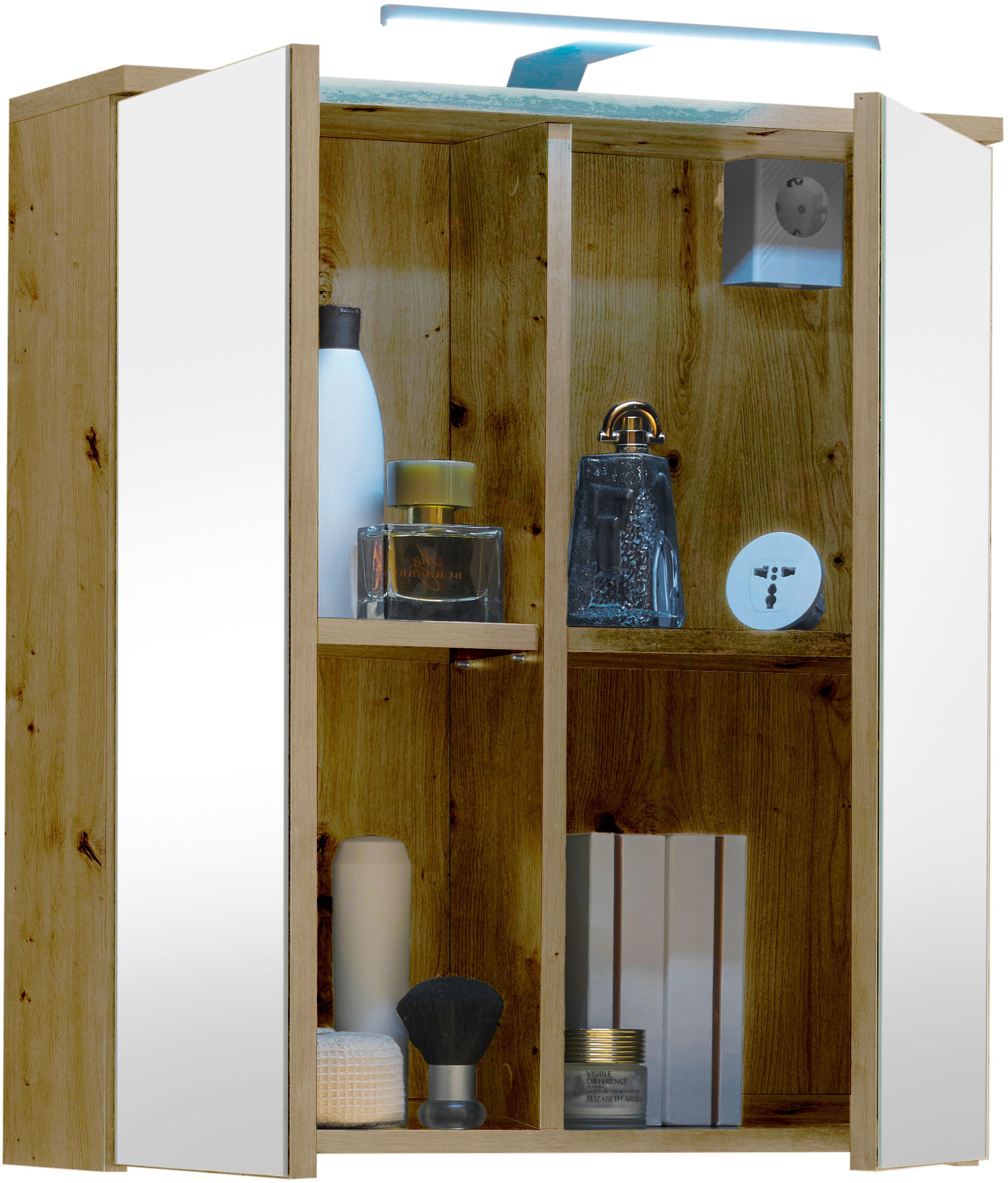 BASIC by Balculina Spiegelschrank »Spice, Badezimmerschrank BxTxH 60x67x20 cm«, (1 St.), Breite 60 cm, LED-Beleuchtung