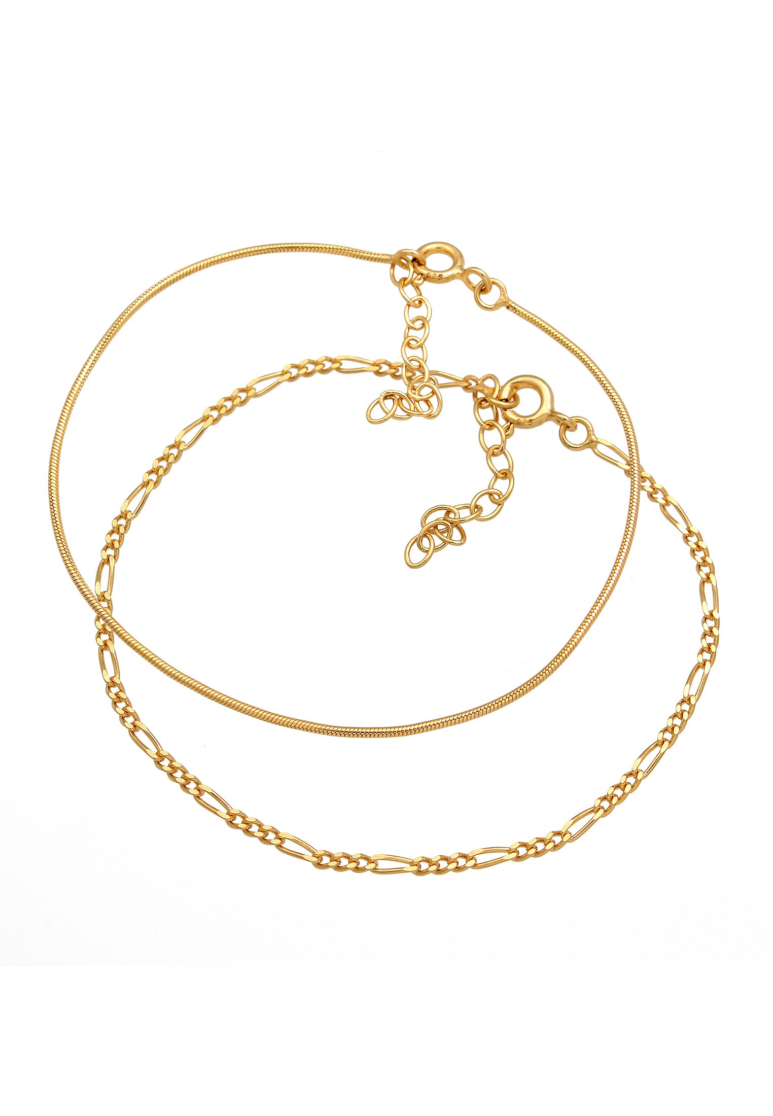 Elli Armketten Set »Armband Armkettchen-Set Figaro Rund Basic 925 Silber«