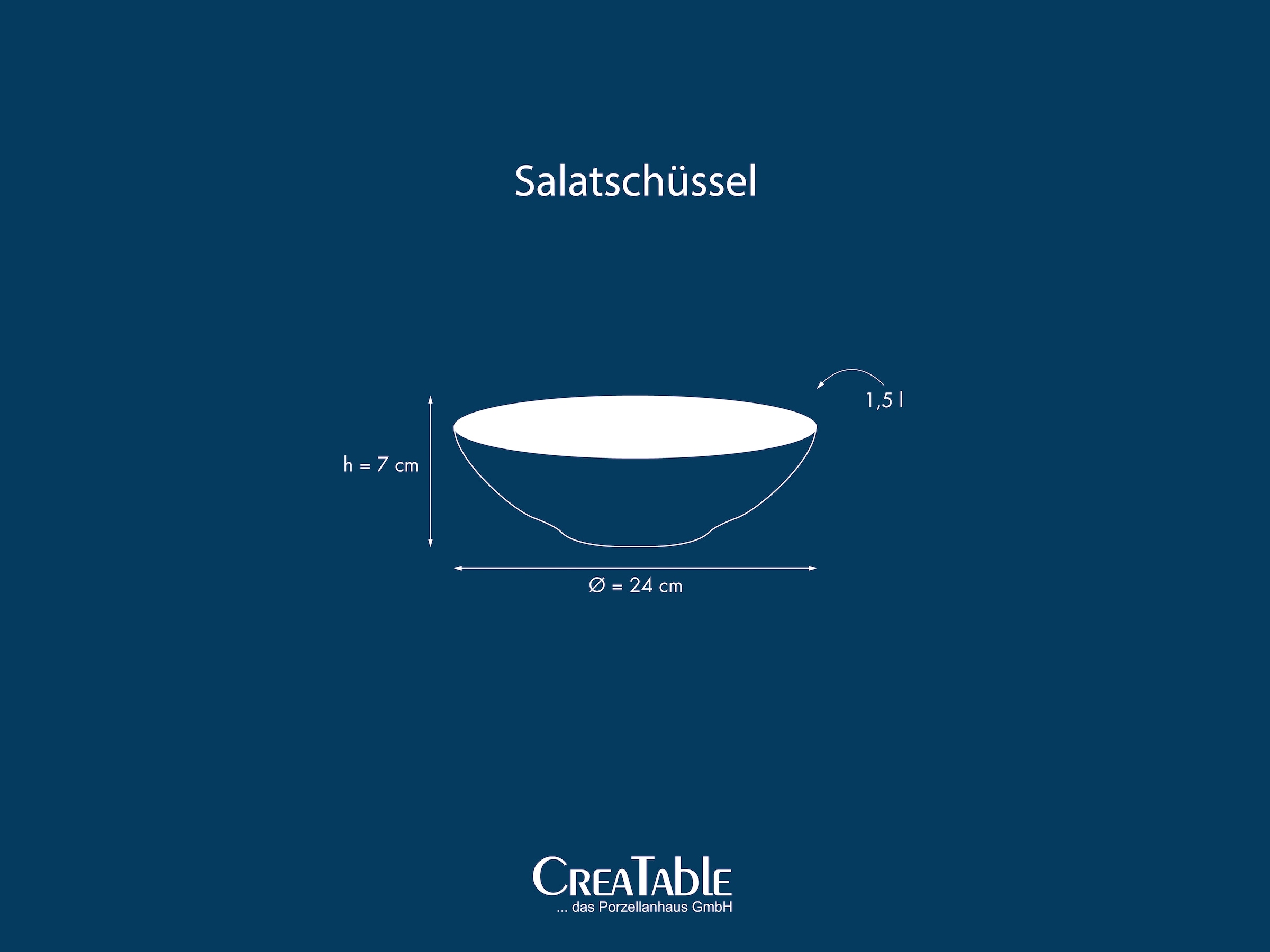 CreaTable Salatschüssel »Sea Breeze blau, Salatschüssel 24 cm 2er Set« 2 Stk. aus Steinzeug Reaktive intensiv leuchtende Spezialglasur