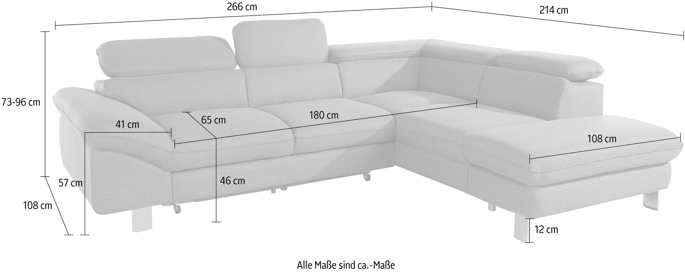 COTTA Polstergarnitur »Driver L-Form«, (Set, 2 tlg.), Set bestehend aus: Ecksofa mit Kopfteilverstellung & Hocker