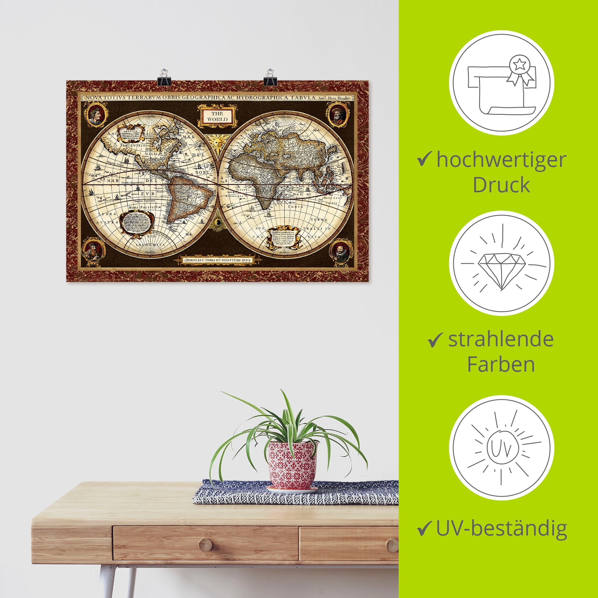 Artland Wandbild »Weltkarte« 1 Stk. tlg. als Alubild, Leinwandbild, Poster in verschied. Größen