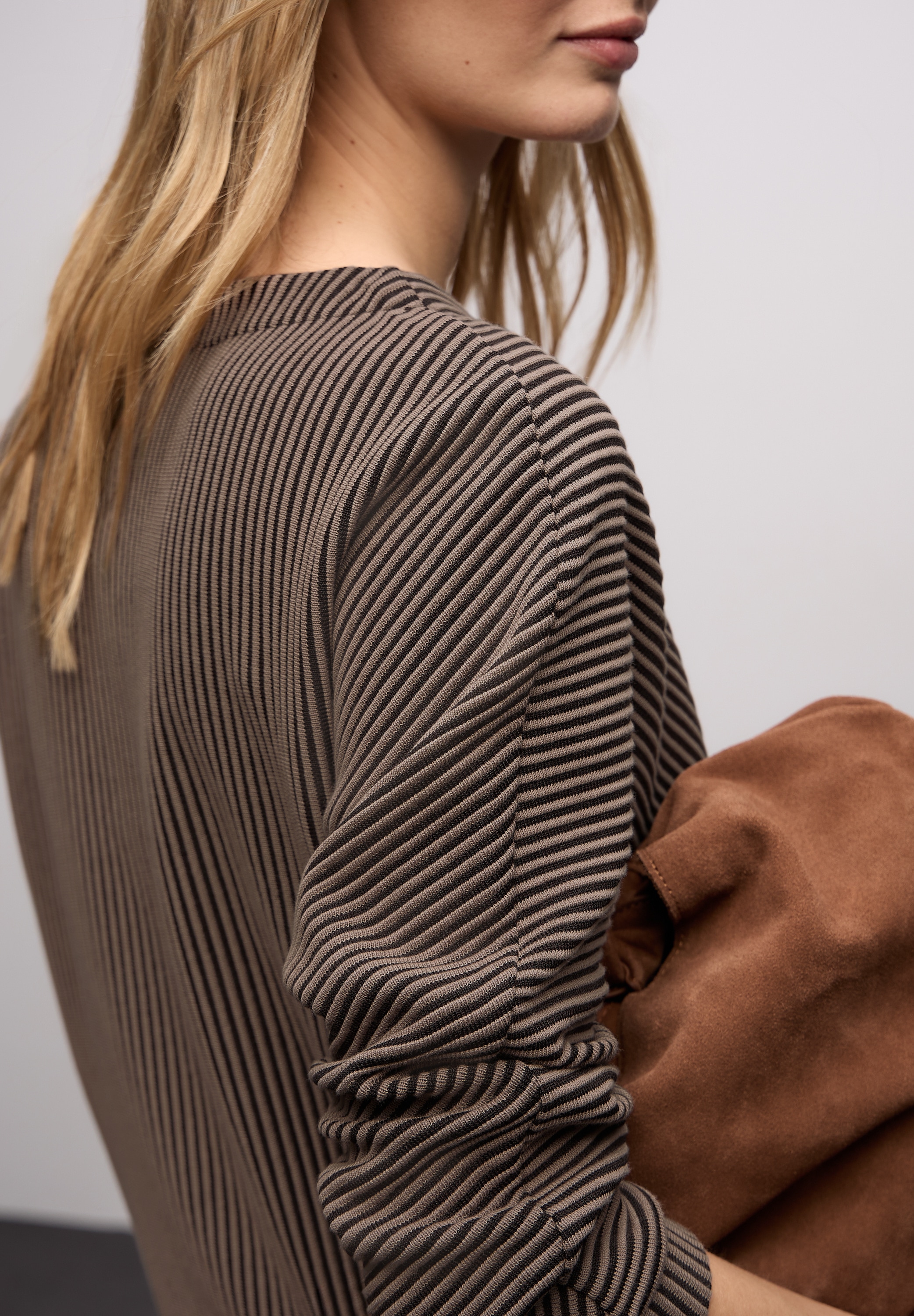 STREET ONE Strickpullover 3/4-Arm mit Two-Tone-Effekt und feinem Strukturmuster