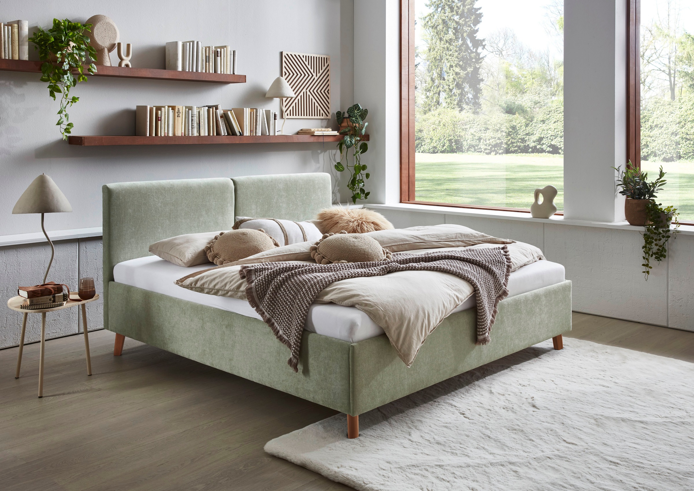 meise.möbel Polsterbett »Piano, in verschiedene Farben und Breiten erhältlich« wahlweise mit schwarzem oder eichefarbigem Holzfuß