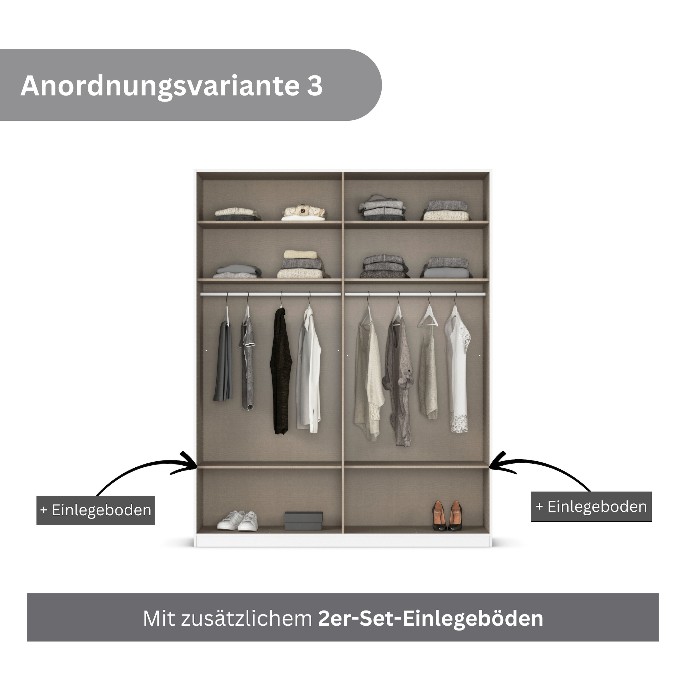 rauch Drehtürenschrank »Kleiderschrank Schrank Garderobe AGORDO mit Dekor- oder Hochglanzfront«, (in zwei Griff-Farben), durchdachte Innenausstattung, in 6 Breiten und 2 Höhen MADE IN GERMANY