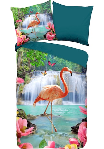 PURE luxury collection Wendebettwäsche »Flamingo«, (2 tlg.), mit Flamingo kaufen