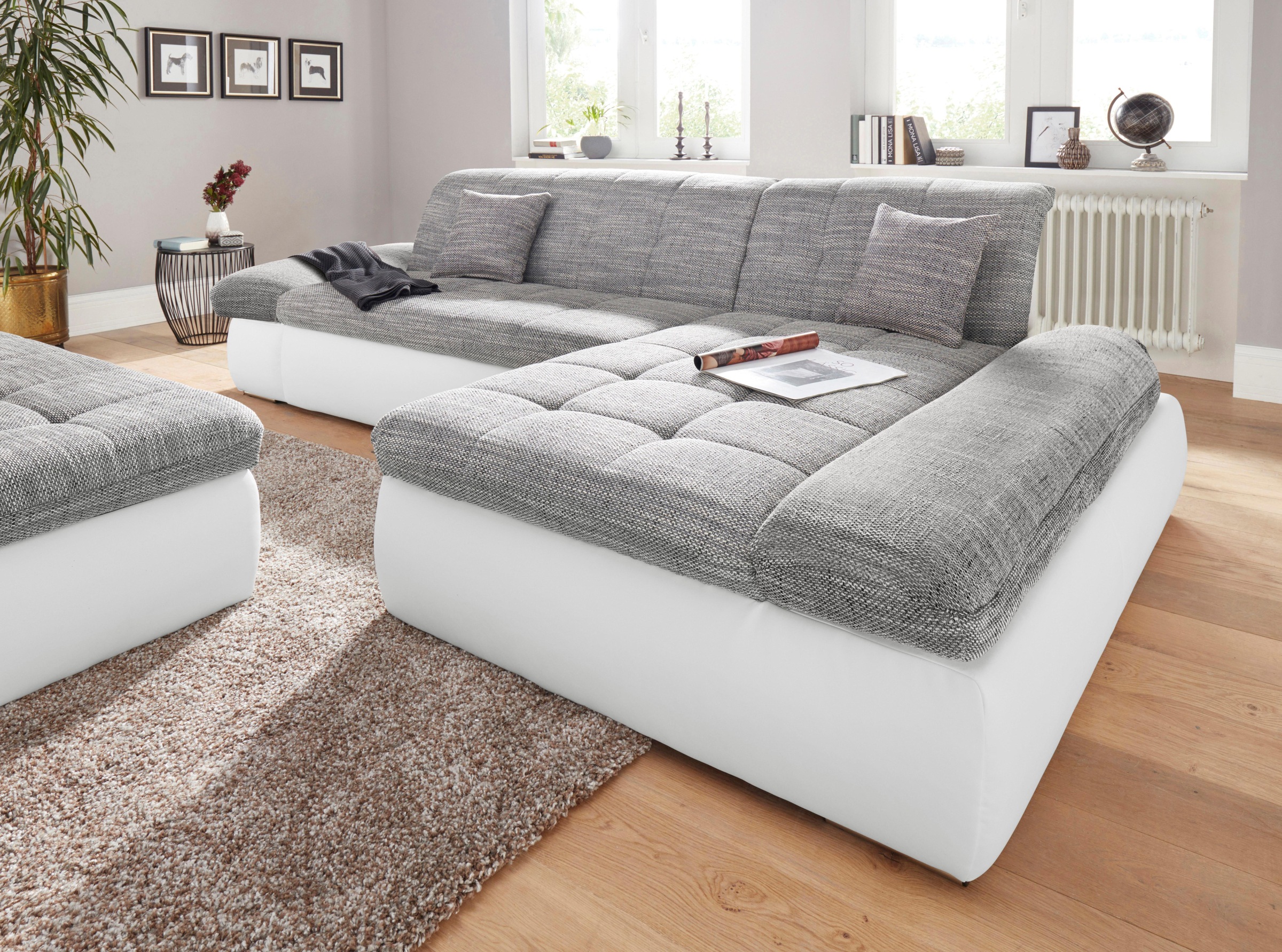 DOMO collection Ecksofa »PB Moric wahlweise mit Bettfunktion + Armteilverstellung, L-Form«, im XXL-Format, B/T/H:300/172/80 cm, feine Steppung