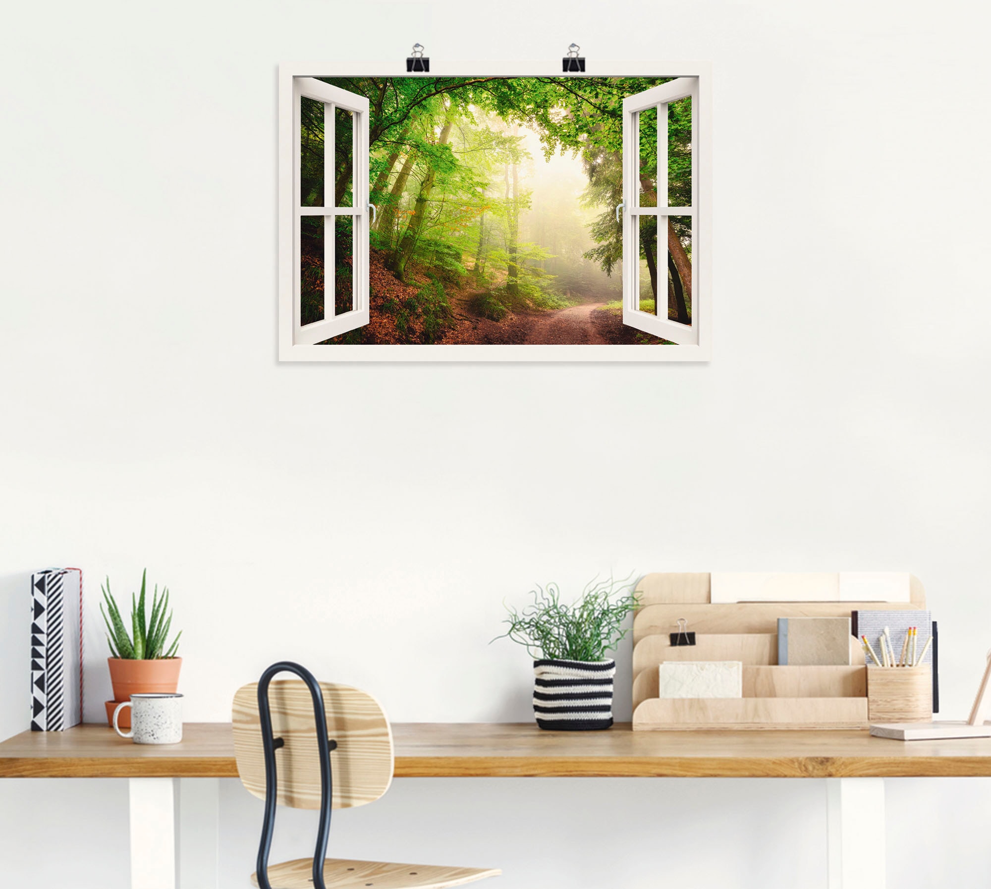 Artland Wandbild »Fensterblick Torbögen durch Bäume« Wald 1 Stk. tlg. als Leinwandbild, Poster in verschied. Größen