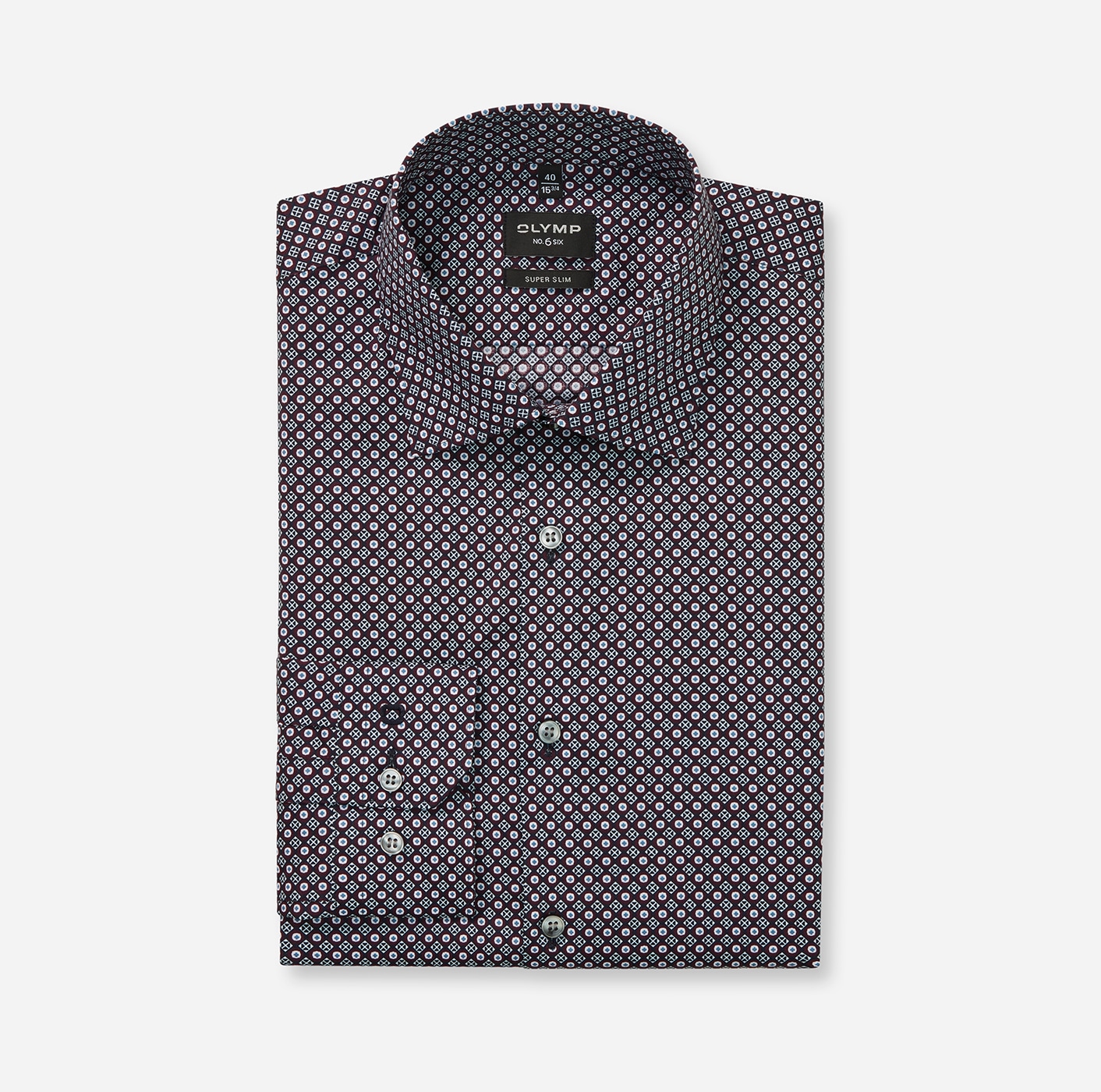 OLYMP Langarmhemd »No 6 six« super slim, gemustert, Businesshemd, Modern Kentkragen