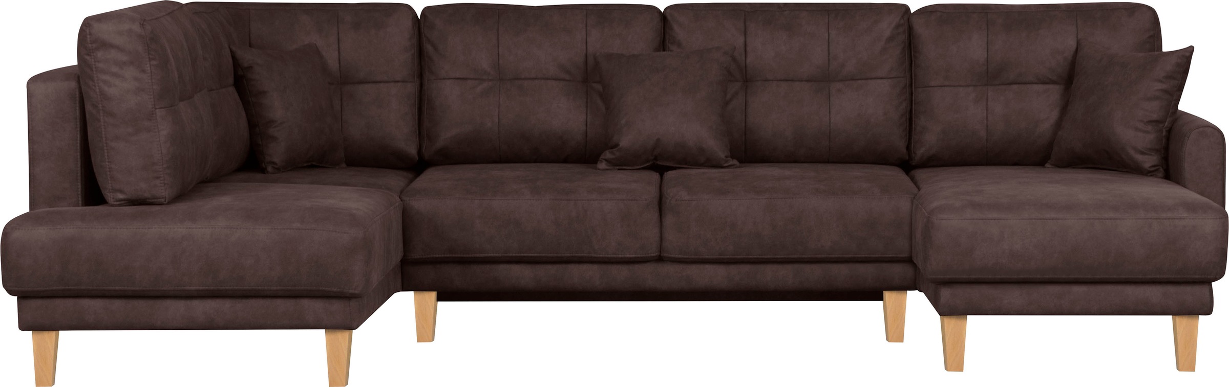 Home affaire Wohnlandschaft »TRIPLO U-Form wahlweise mit Schlaffunktion, B/T/H: 310/192/90 cm«, Schlafsofa, auch mit Bettkasten, Steppung im Rückenkissen