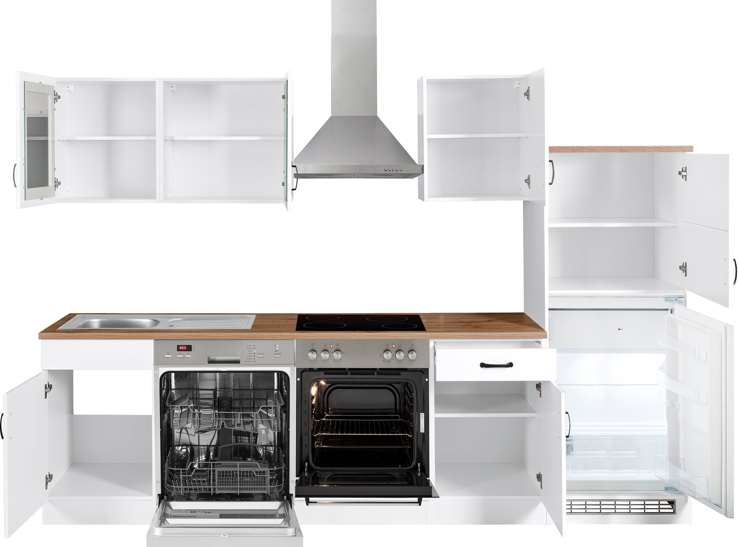 KOCHSTATION Küchenzeile »KS-Athen«, mit E-Geräten, Breite 280 cm