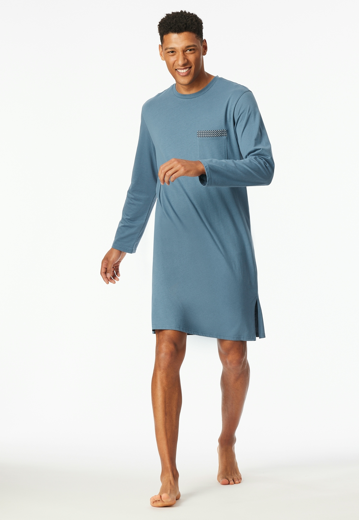 Schiesser Nachthemd »"Comfort Nightwear"«, Brusttasche mit gemustertem Saum
