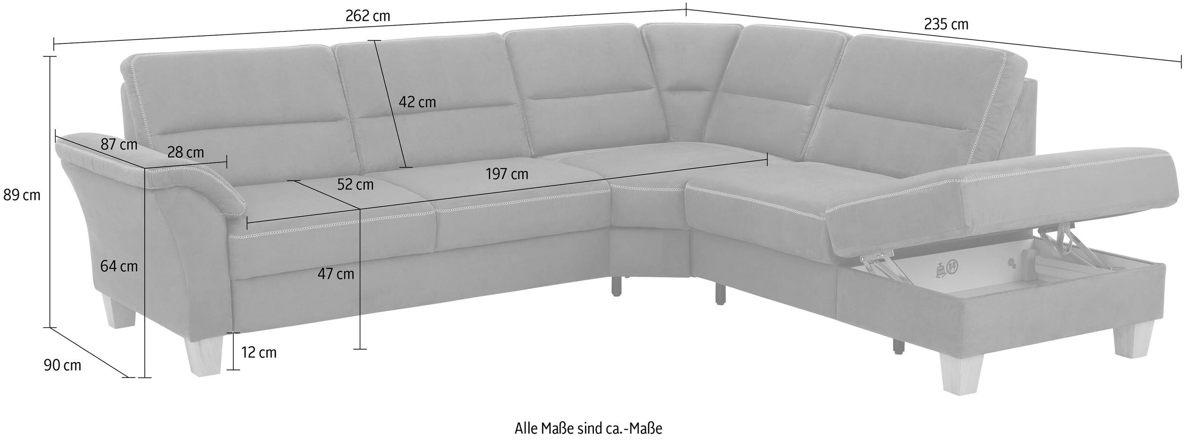 und auf bestellen »Soleo«, komfortabel auch Relaxfunktion, Raten Stauraum; durch mit Ecksofa Home Federkern Bettfunktion Trapezecke affaire mit