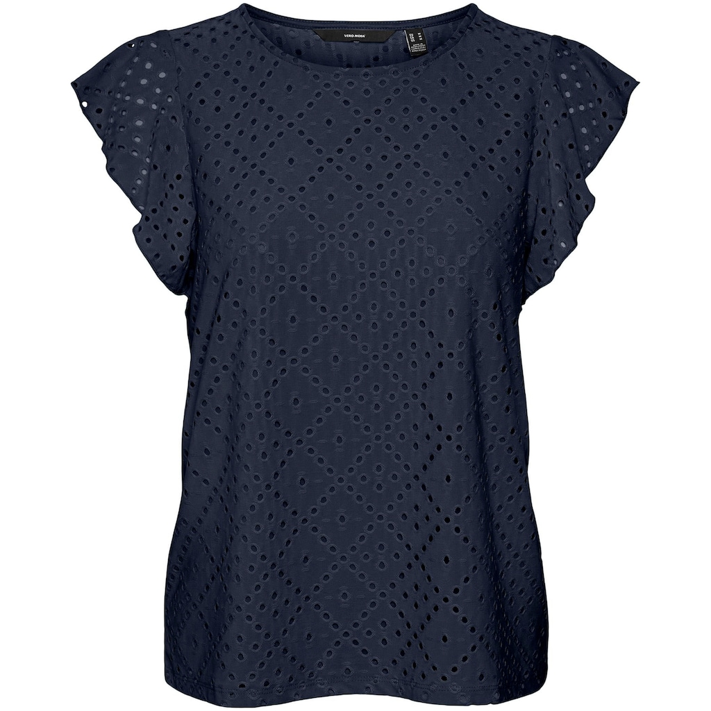 Vero Moda Rundhalsshirt »VMTASSA SL FRILL TOP NOOS«