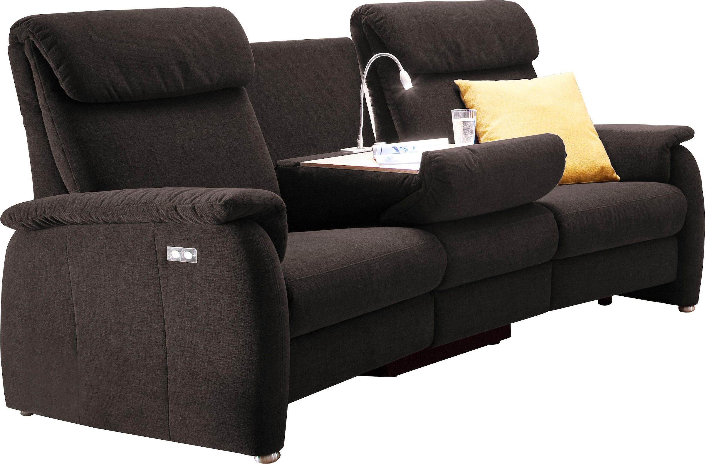 Home affaire Sofa »Turin«, mit motorischer Relaxfunktion, Tisch, Leuchte + USB-Ladestation