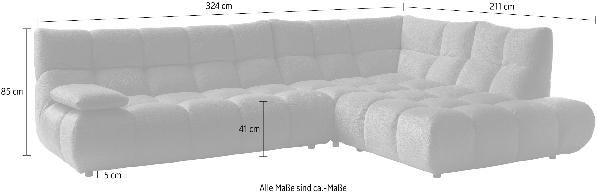 Home affaire Ecksofa »Cozy Bubble, mit klappbarer Armlehne, Breite 324 cm«