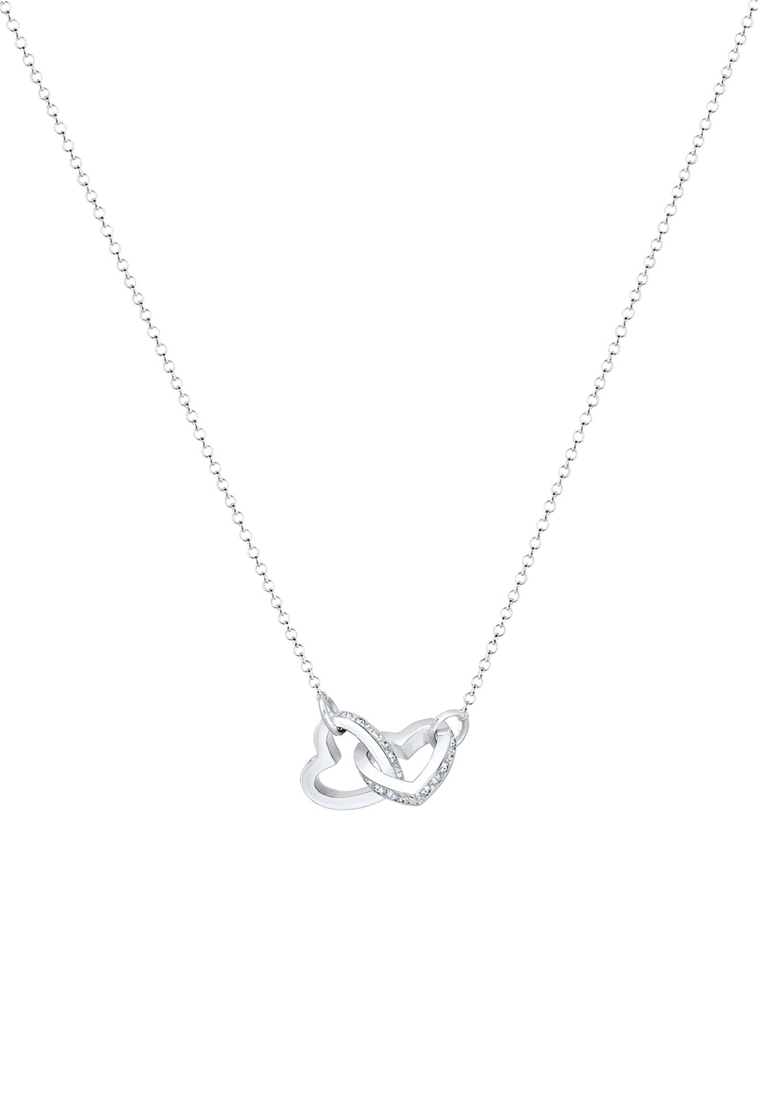 Elli Silberkette »Halskette Herz Glas Kristalle Weiß 925 Sterling Silber«
