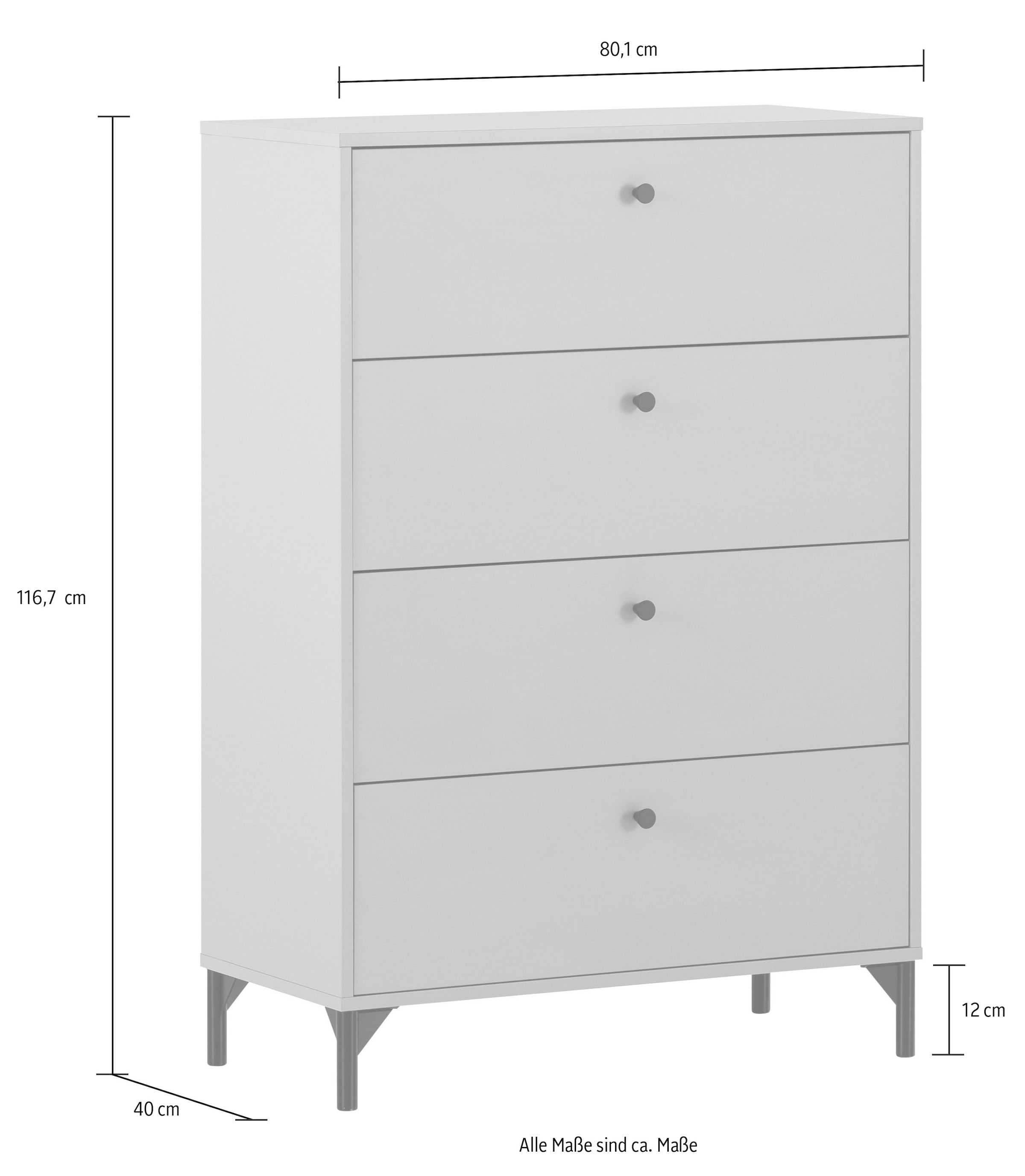 Schildmeyer Kommode »Smash, Breite 40 oder 80 cm« 4 Schubladen mit Teilauszug und Metallbeschlägen