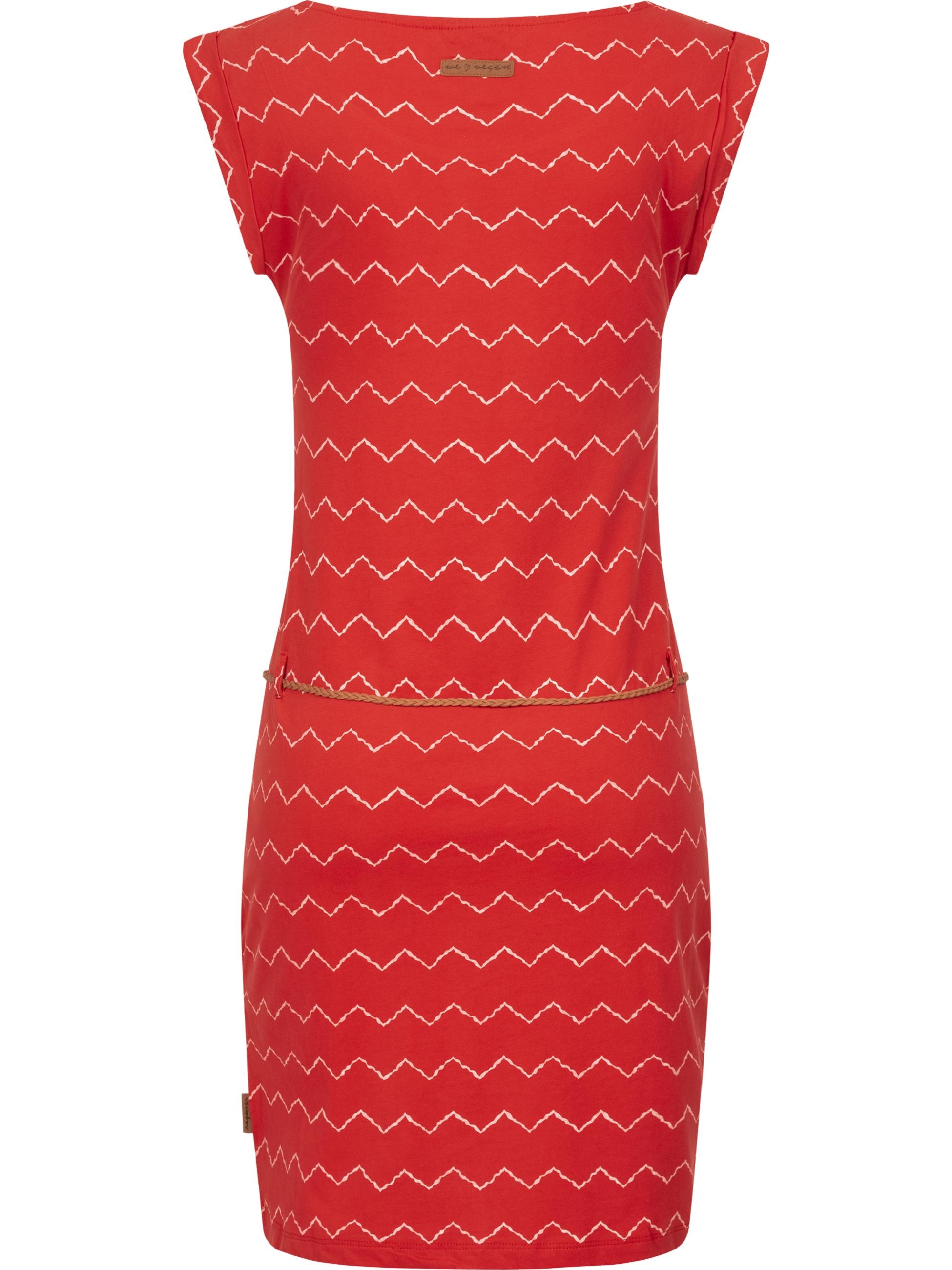 Ragwear Jerseykleid »Jerseykleid Tag Zig Zag II«, stylisches Shirtkleid mit coolem Print und Bindegürtel