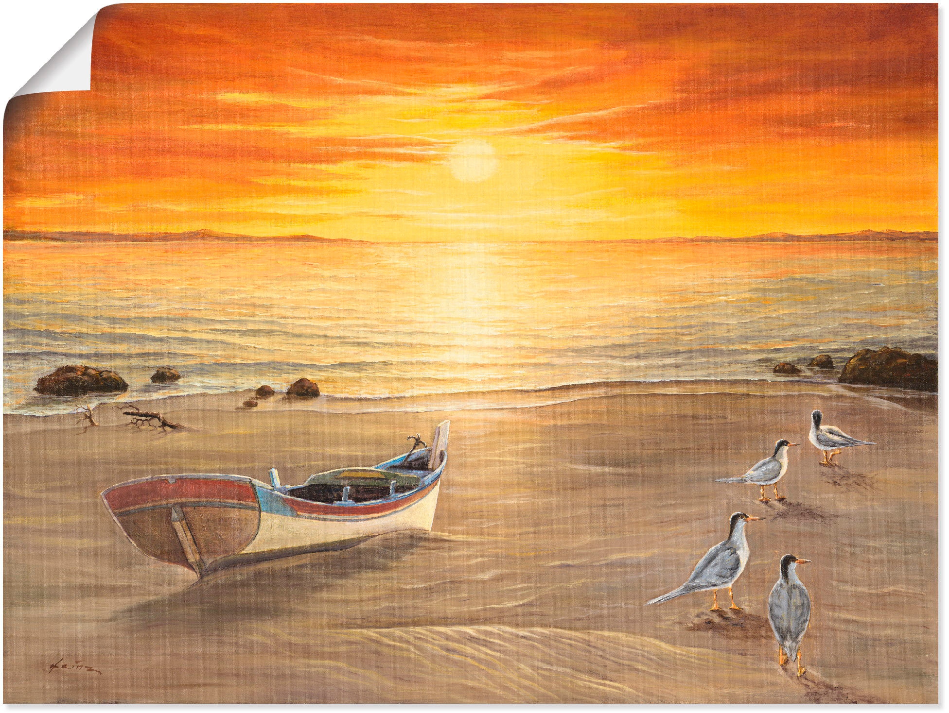 Artland Wandbild "Möwen" Sonnenaufgang & -untergang 1 Stk. tlg. als Alubild, Leinwandbild, Poster in verschied. Größen