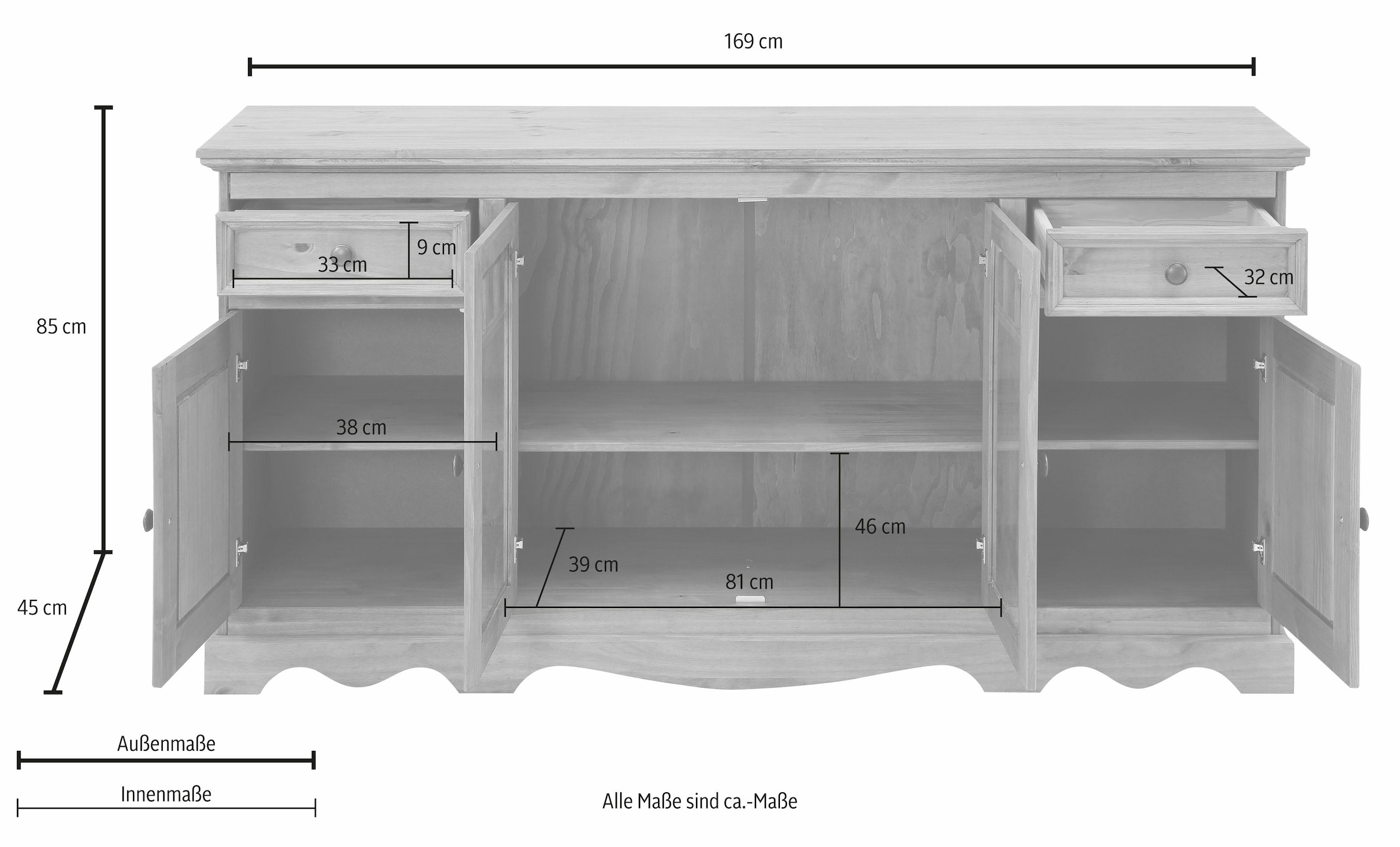 auf Sideboard 169 cm Breite Home »Melissa«, kaufen affaire Rechnung