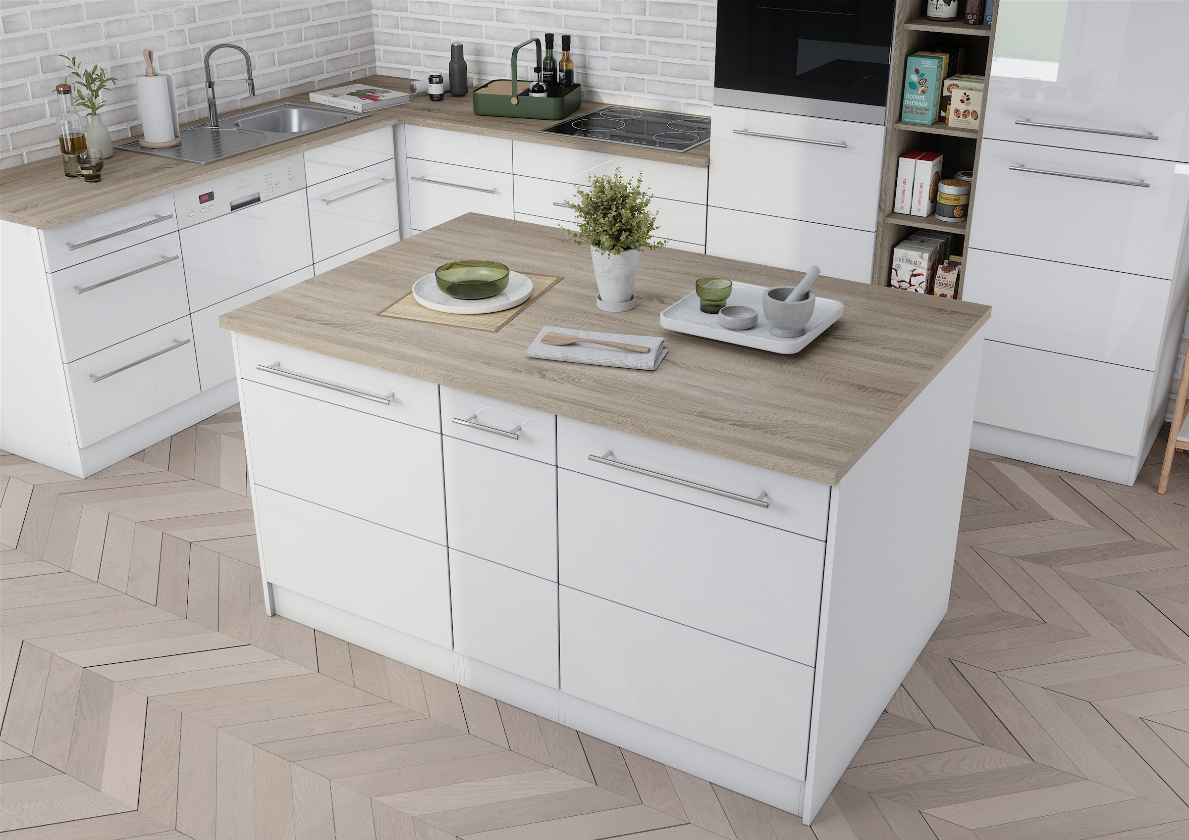 HELD MÖBEL Kücheninsel »Wien«, Breite 153 cm, MDF-Fronten, Flaschenregal