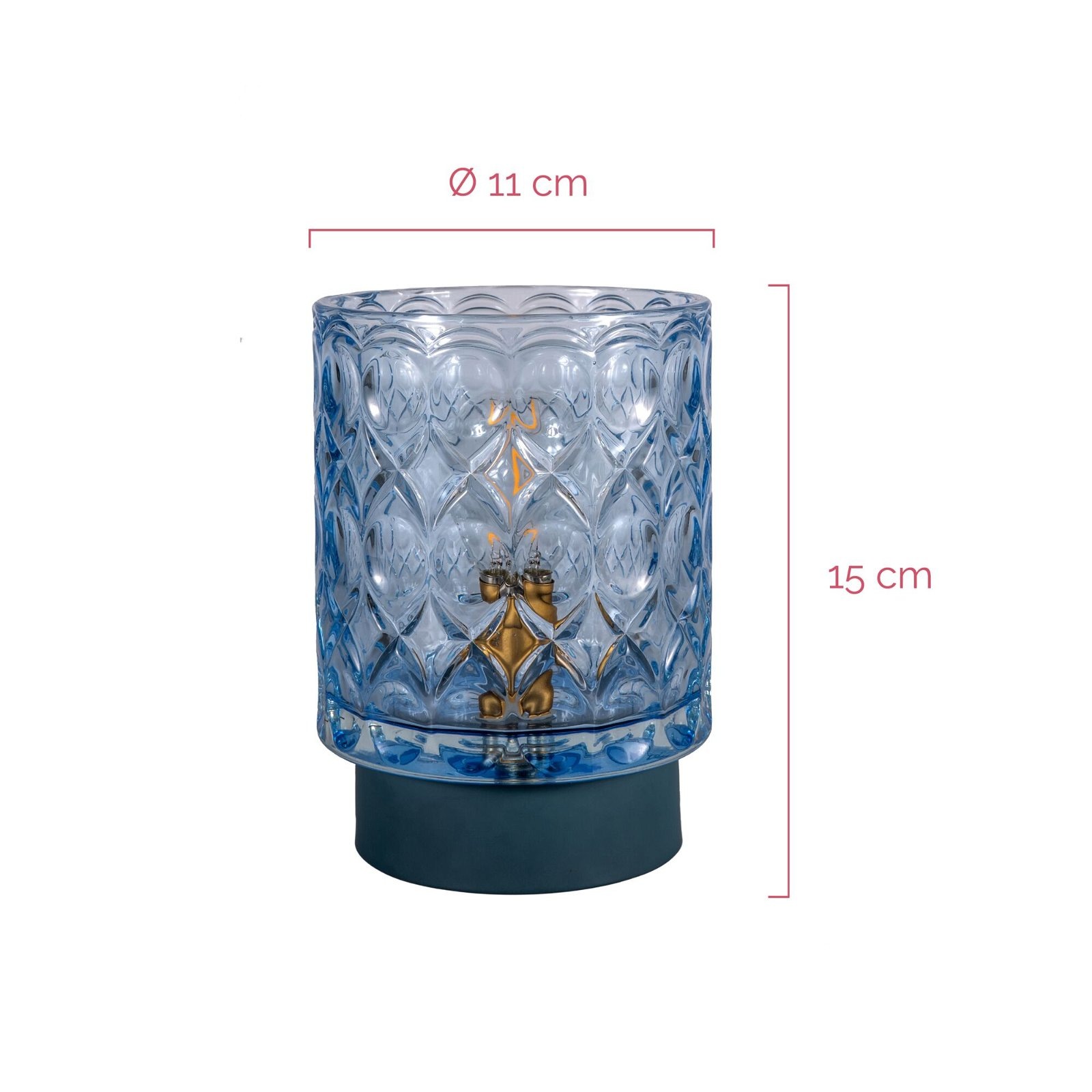 Pauleen LED Tischleuchte »Chic Glamour mobile Blau Glas/Metall«, 1 flammig, Leuchtmittel E14 | LED fest integriert, E14, Timer Batterie