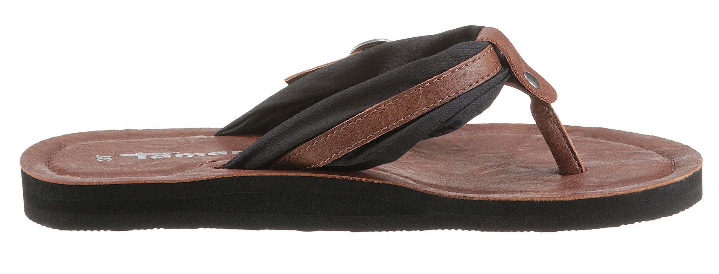 Tamaris Zehentrenner »AVRIL«, Sommerschuh, Flats, Schlappen mit T-Logoanhänger