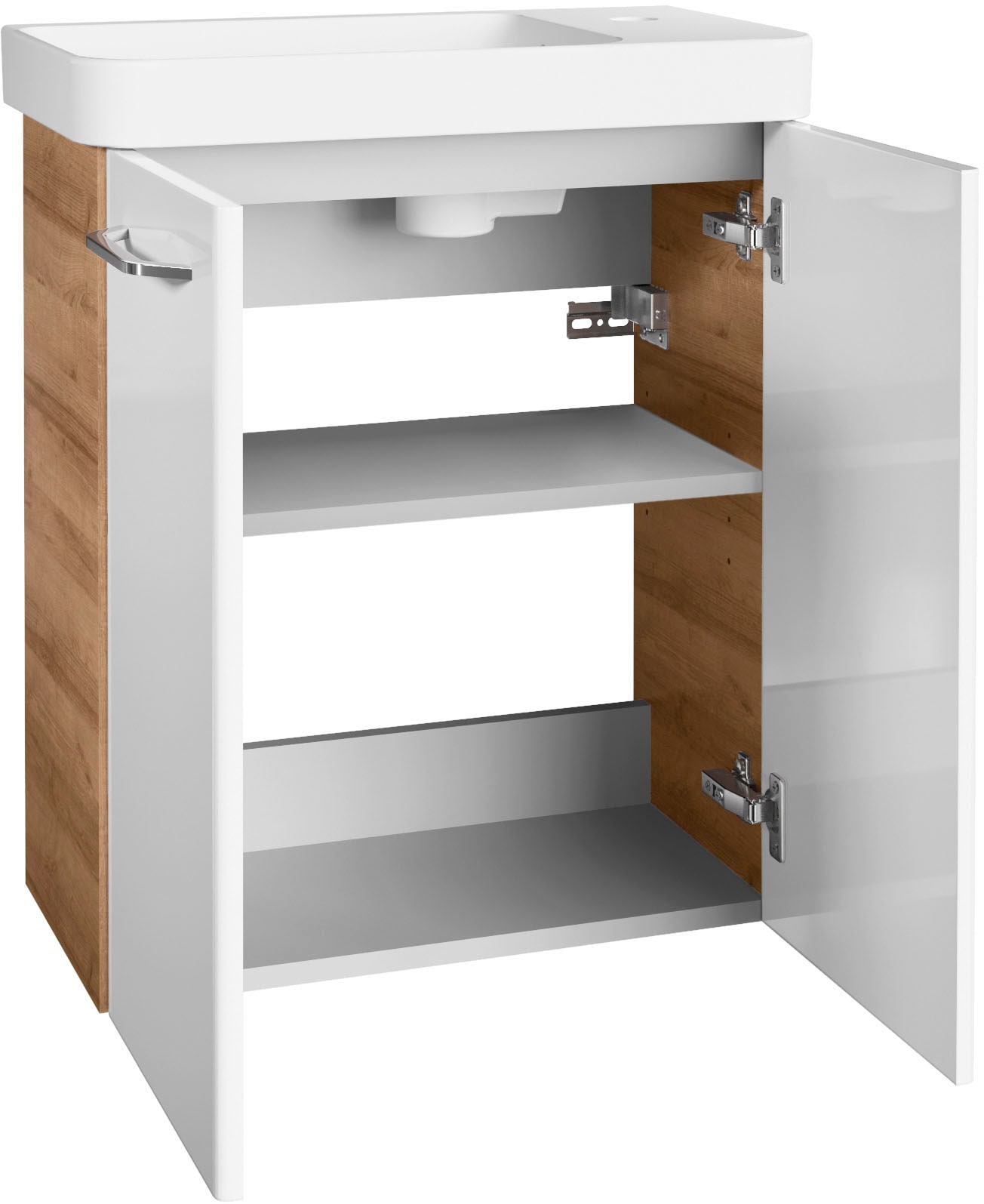 FACKELMANN Waschtisch »Mini-Gäste-WC-Set MILANO« 2-teilig, 2 tlg. Badmöbel, Breite 55cm