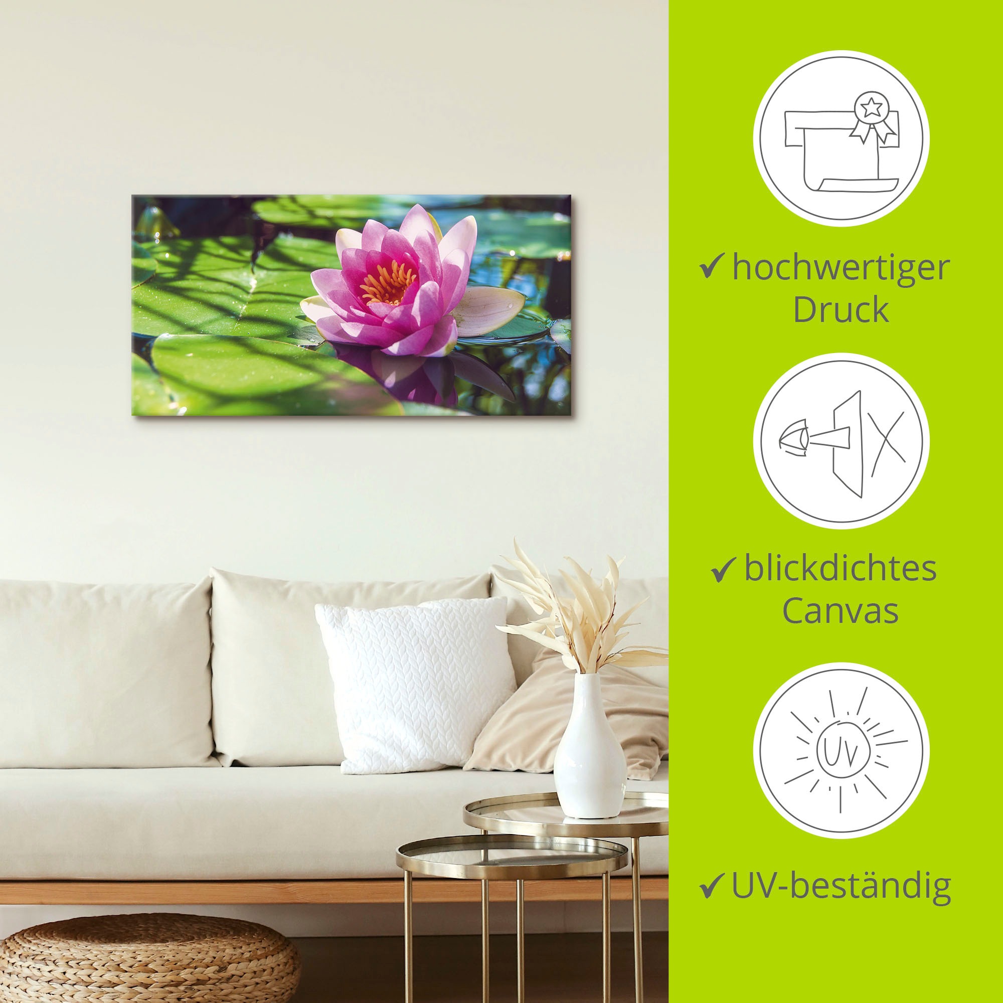 Artland Wandbild »Seerose Nahaufnahme«, Blumenbilder, (1 St.), als Alubild, Outdoorbild, Leinwandbild, Wandaufkleber, versch. Größen